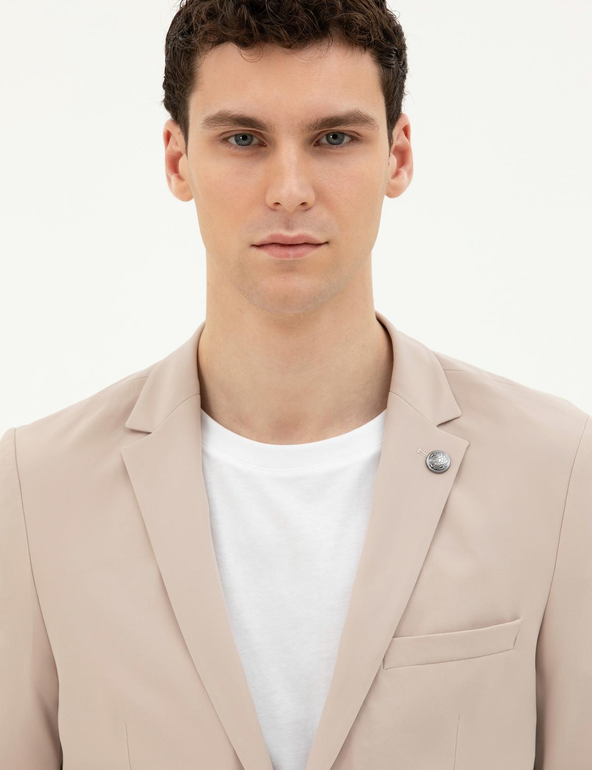 Bej Esnek Fit Blazer Ceket - 50287775071