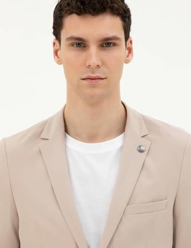 Bej Esnek Fit Blazer Ceket