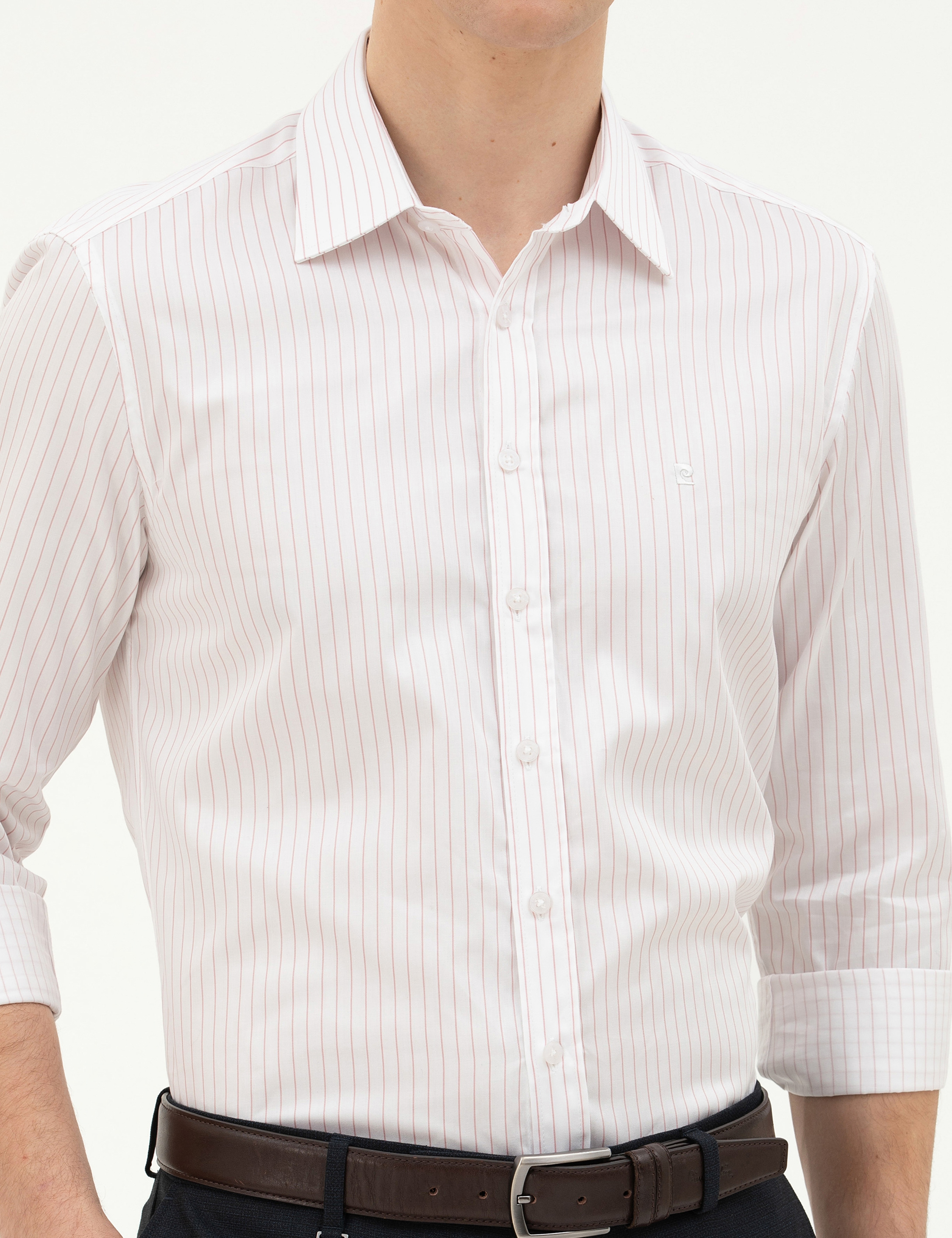 Açık Pembe Slim Fit Uzun Kollu Gömlek - Image 6
