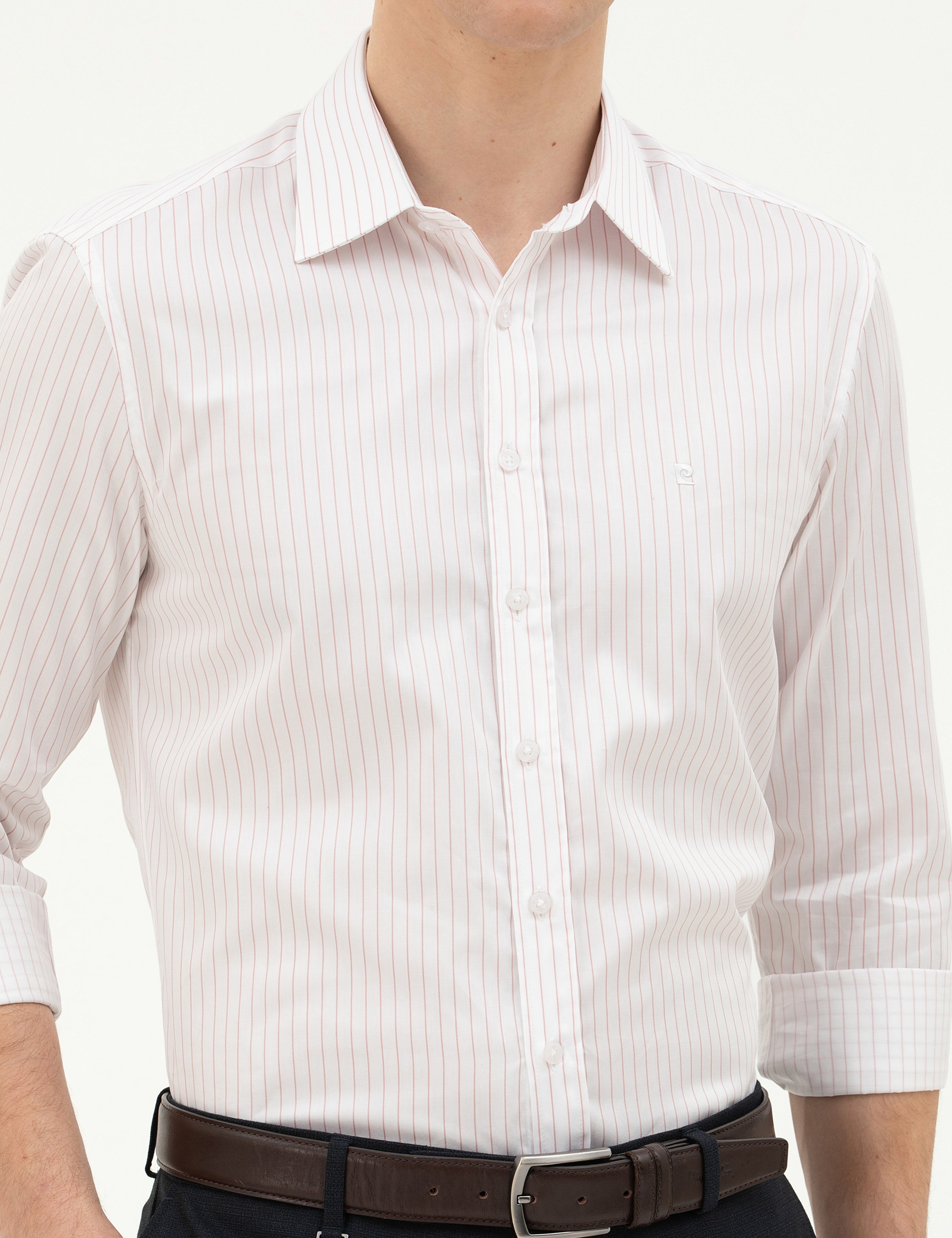 Açık Pembe Slim Fit Uzun Kollu Gömlek