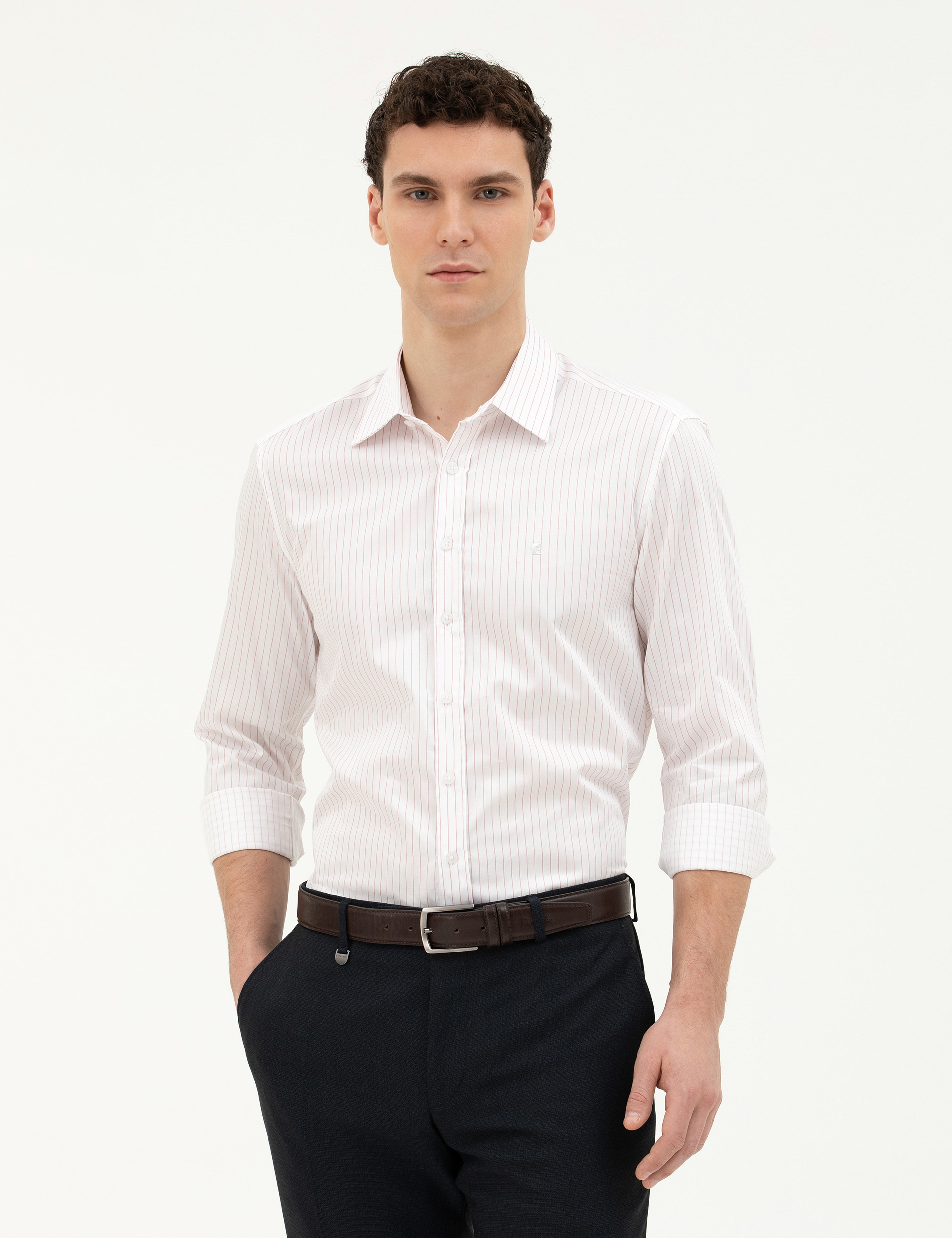 Açık Pembe Slim Fit Uzun Kollu Gömlek - Image 1
