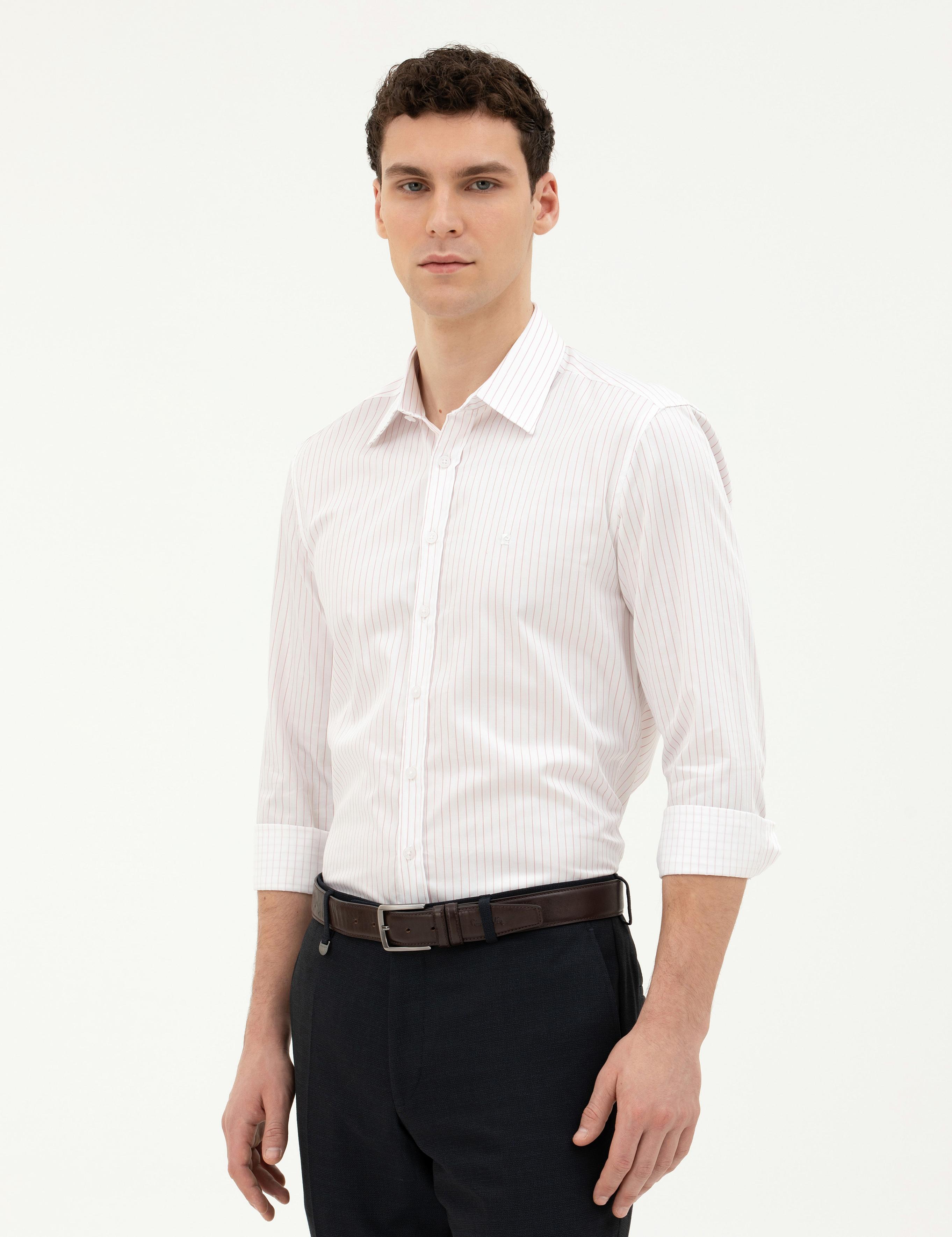 Açık Pembe Slim Fit Uzun Kollu Gömlek