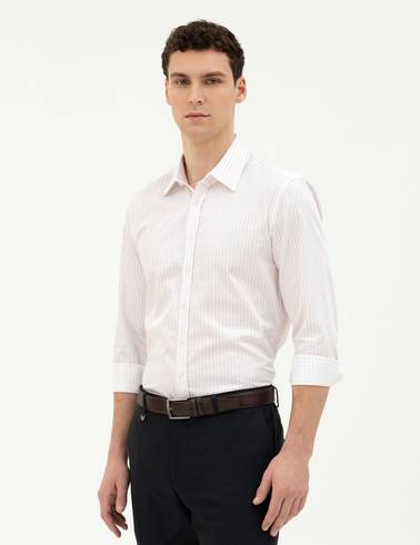 Açık Pembe Slim Fit Uzun Kollu Gömlek