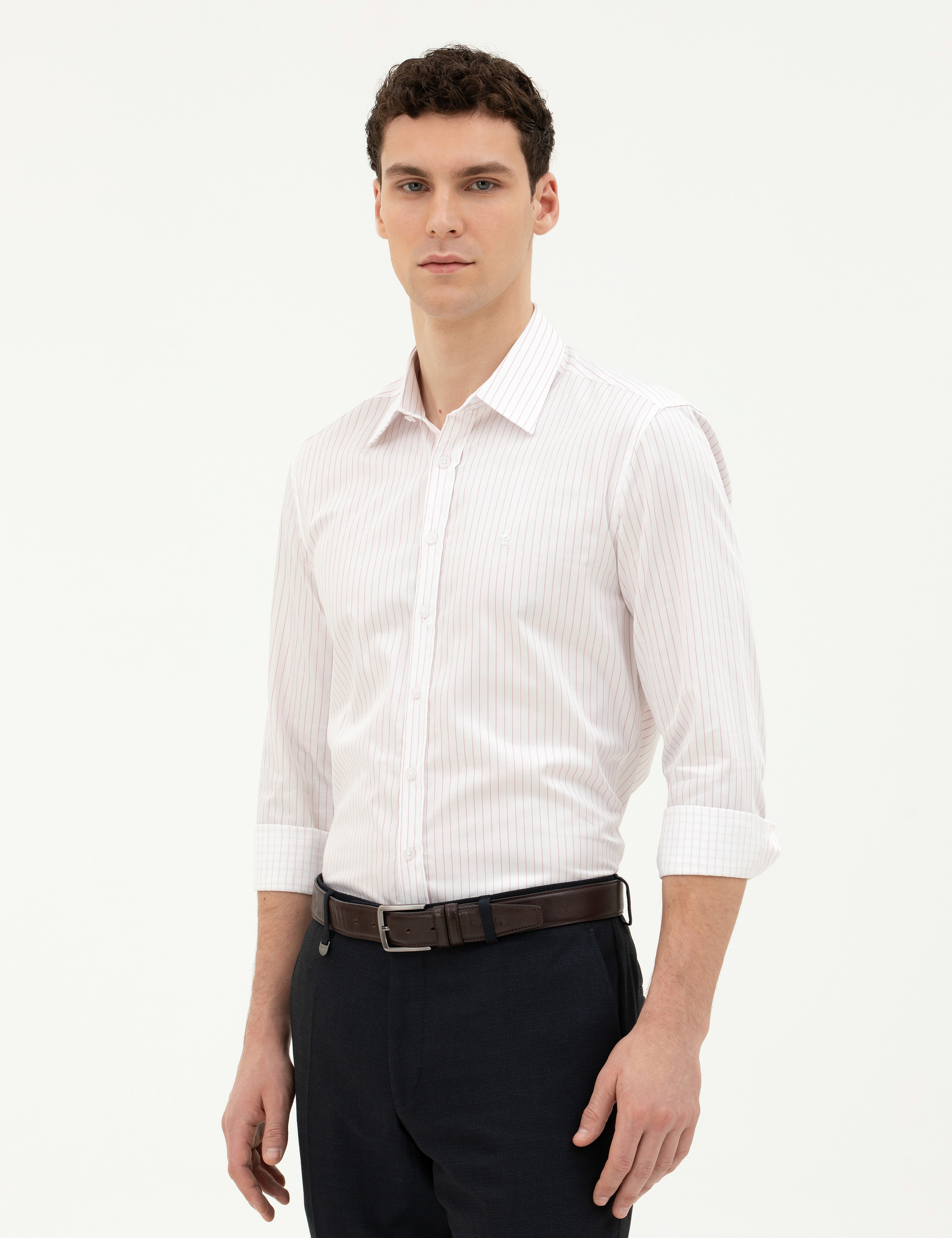 Açık Pembe Slim Fit Uzun Kollu Gömlek - Image 3
