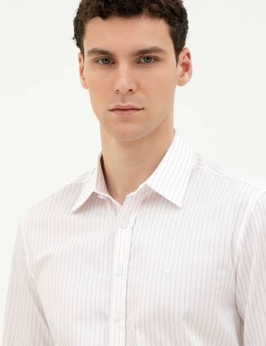 Açık Pembe Slim Fit Uzun Kollu Gömlek