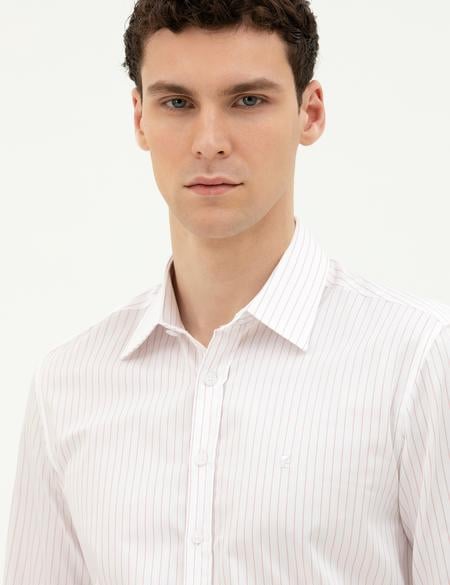 Açık Pembe Slim Fit Uzun Kollu Gömlek - 50283505027
