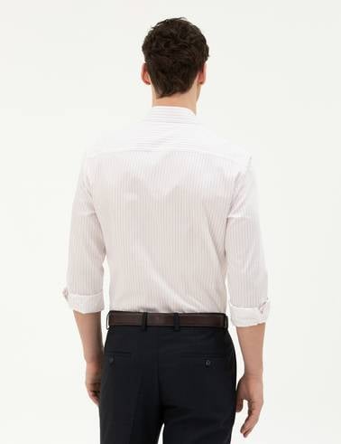 Açık Pembe Slim Fit Uzun Kollu Gömlek