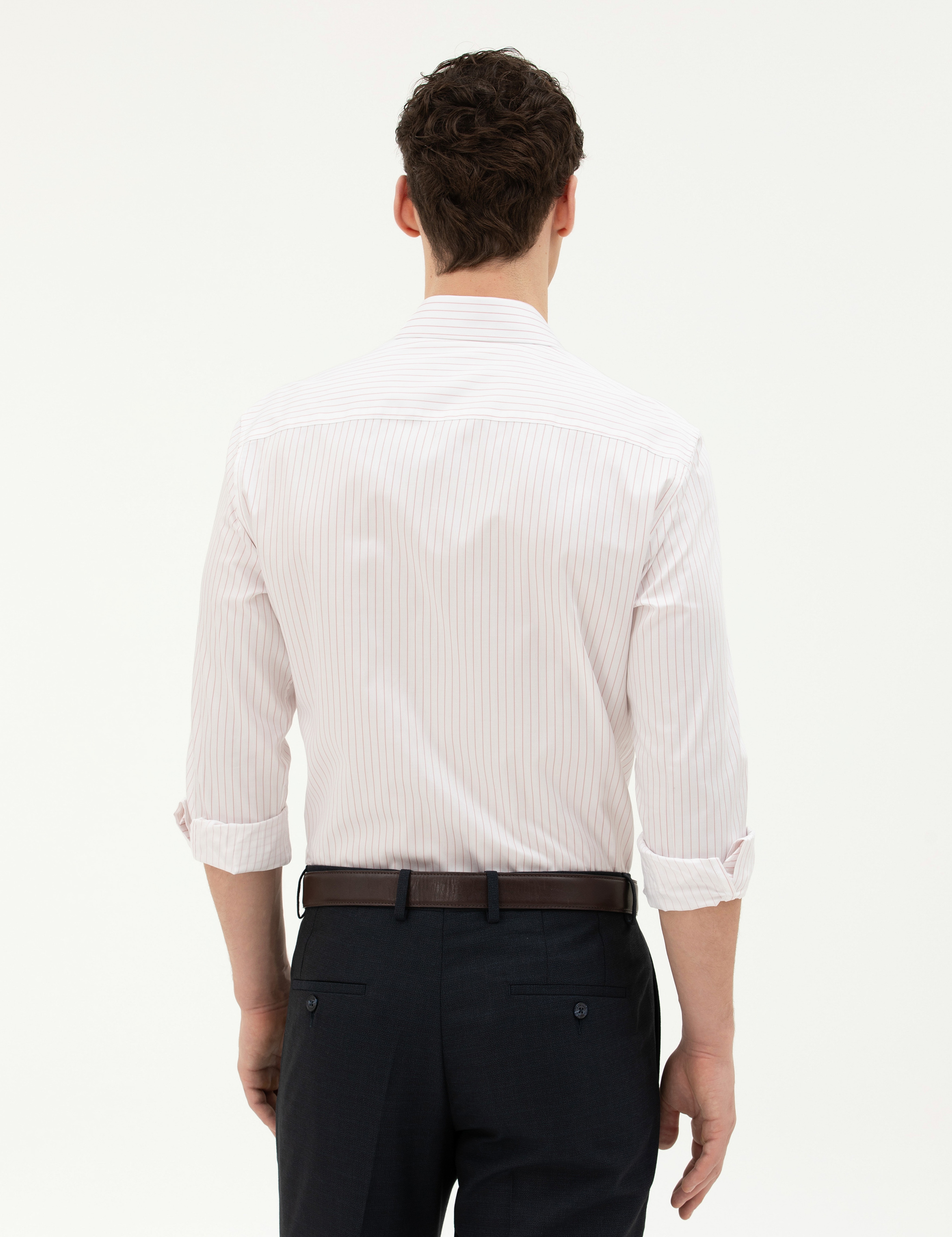 Açık Pembe Slim Fit Uzun Kollu Gömlek - Image 5