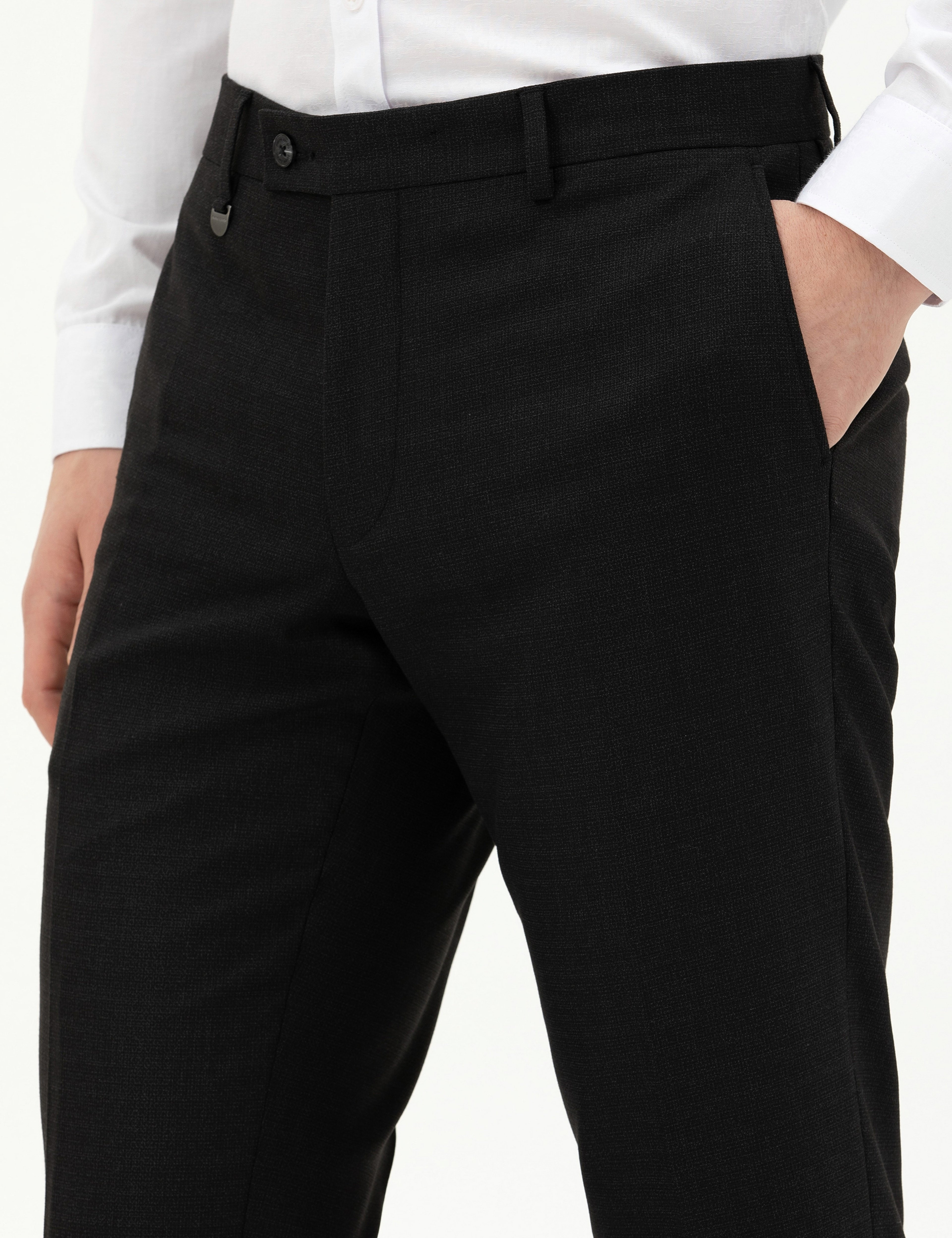 Siyah Slim Fit Kumaş Pantolon - Image 6