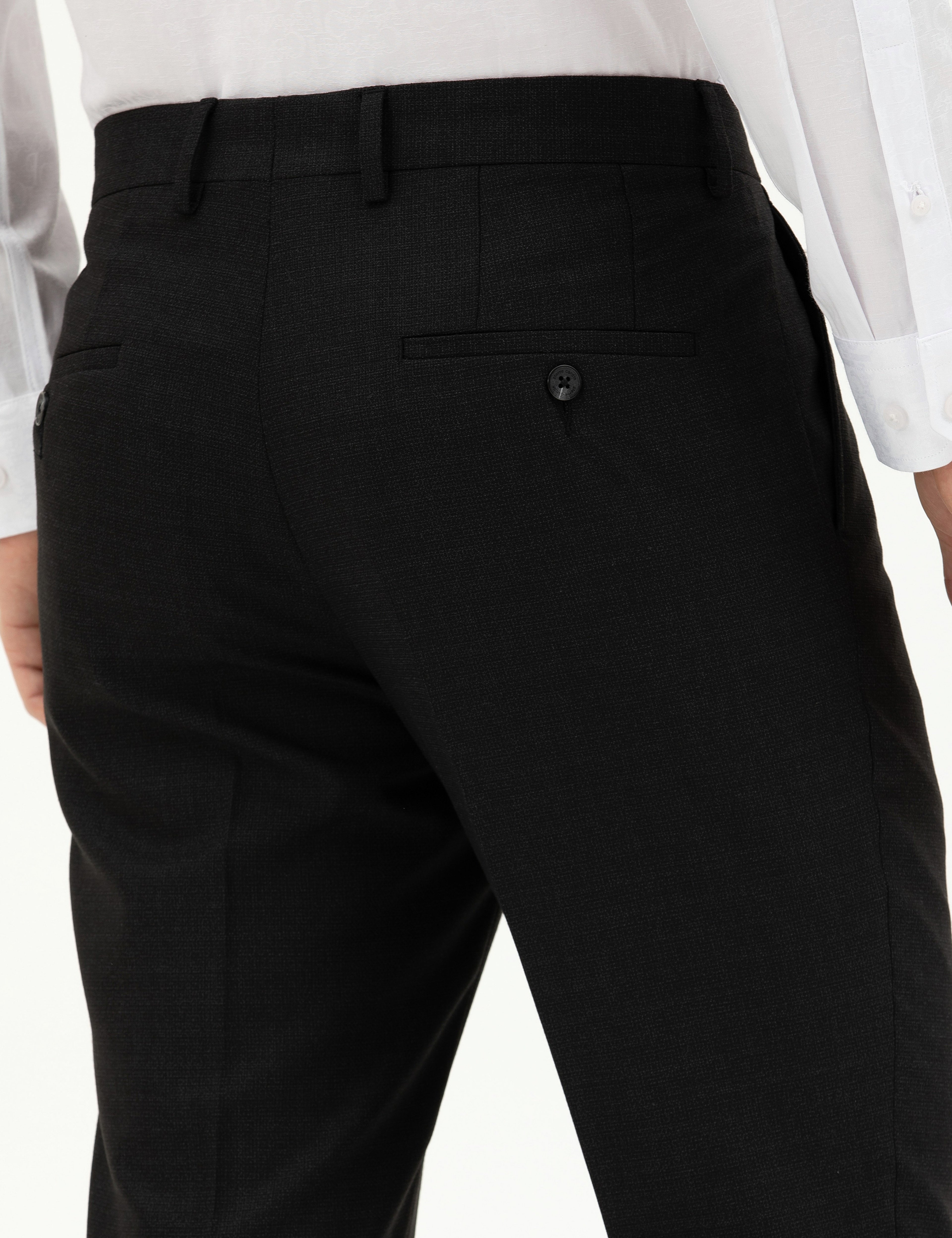 Siyah Slim Fit Kumaş Pantolon - Image 7