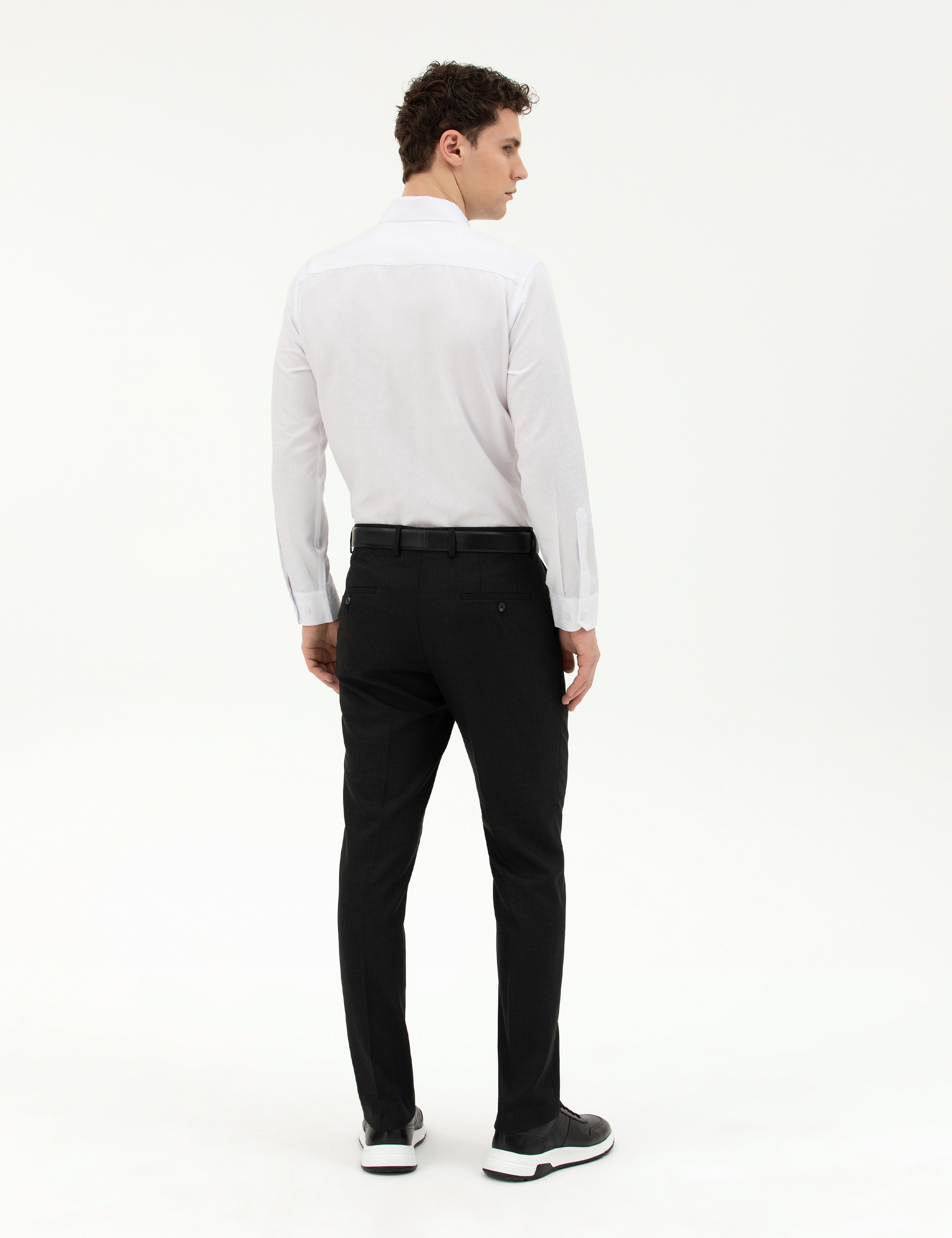 Siyah Slim Fit Kumaş Pantolon - Image 4