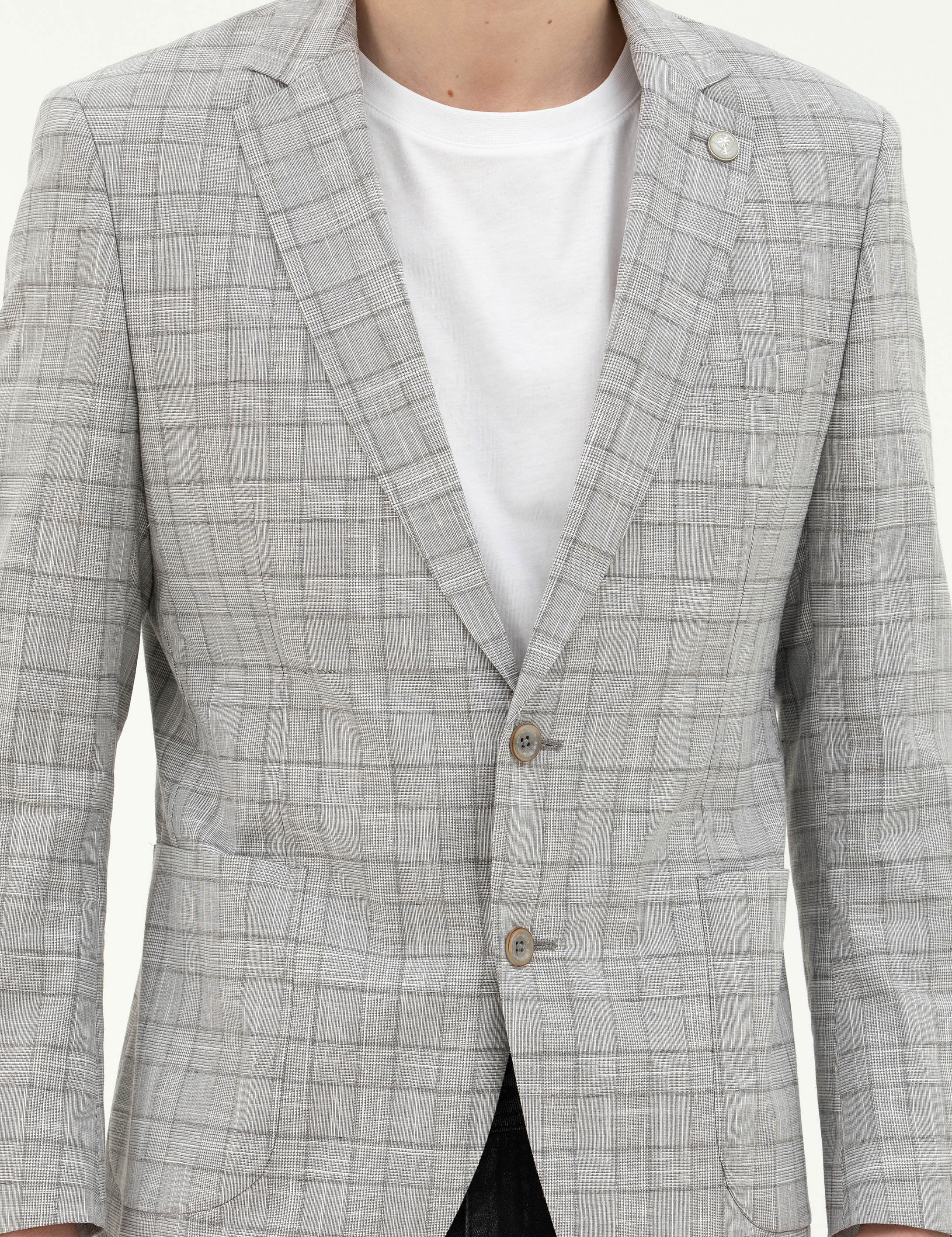 Gri Ex. Slim Fit Yün Karışımlı Ceket