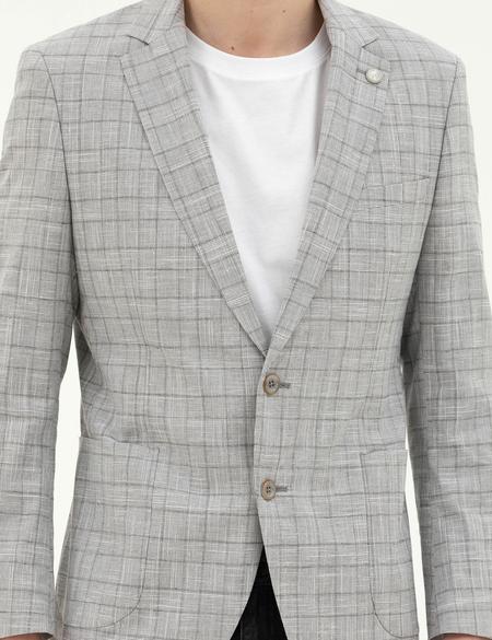 Gri Ex. Slim Fit Yün Karışımlı Ceket - 50284931008
