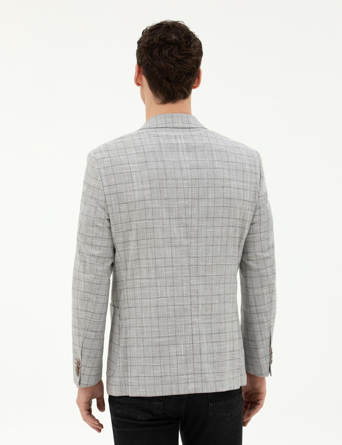 Gri Ex. Slim Fit Yün Karışımlı Ceket - 50284931008