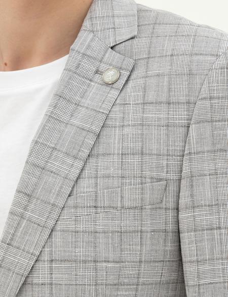 Gri Ex. Slim Fit Yün Karışımlı Ceket - 50284931008