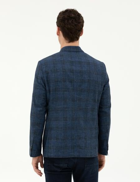 Lacivert Slim Fit Yün Karışımlı Ceket - 50284942008