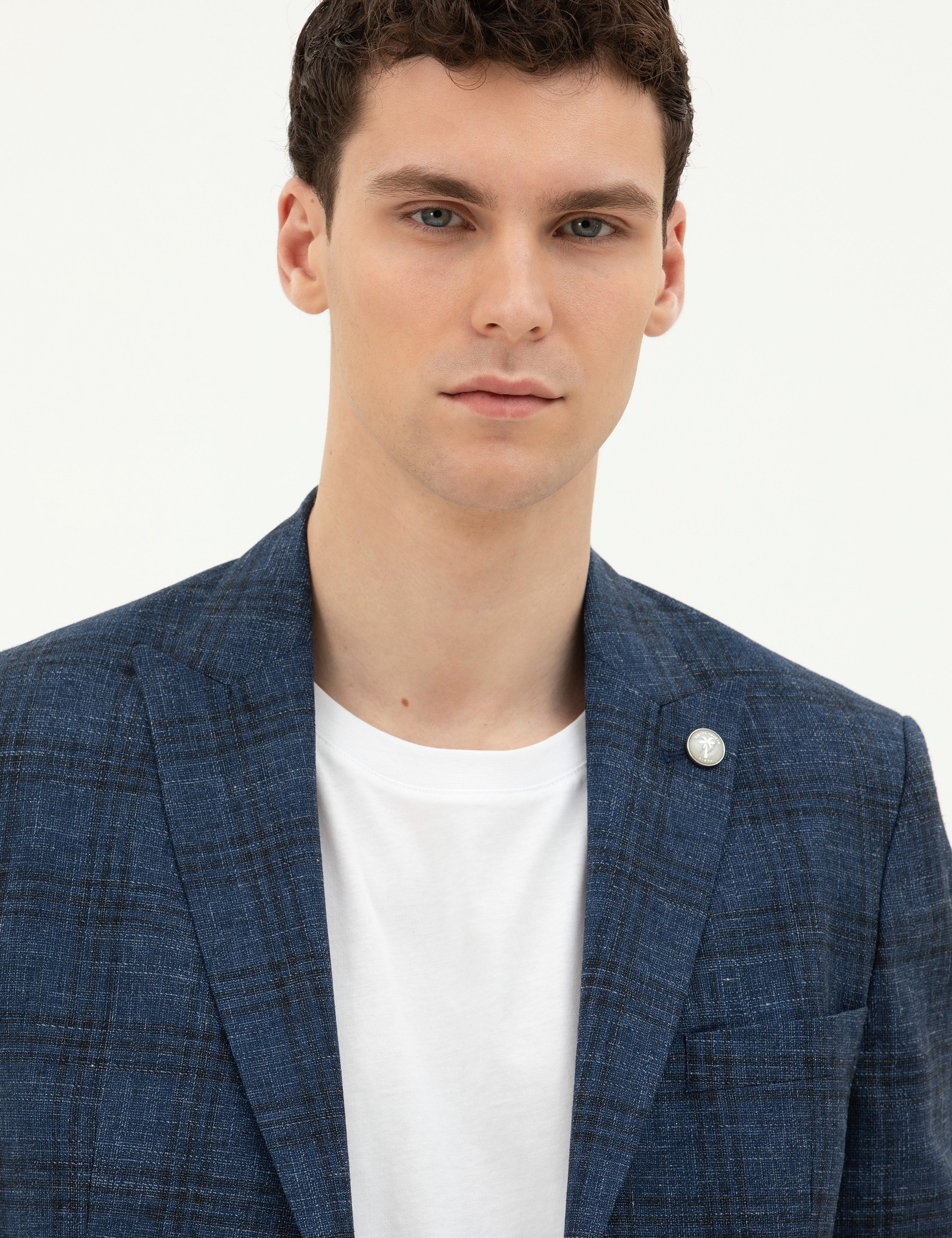 Lacivert Slim Fit Yün Karışımlı Ceket