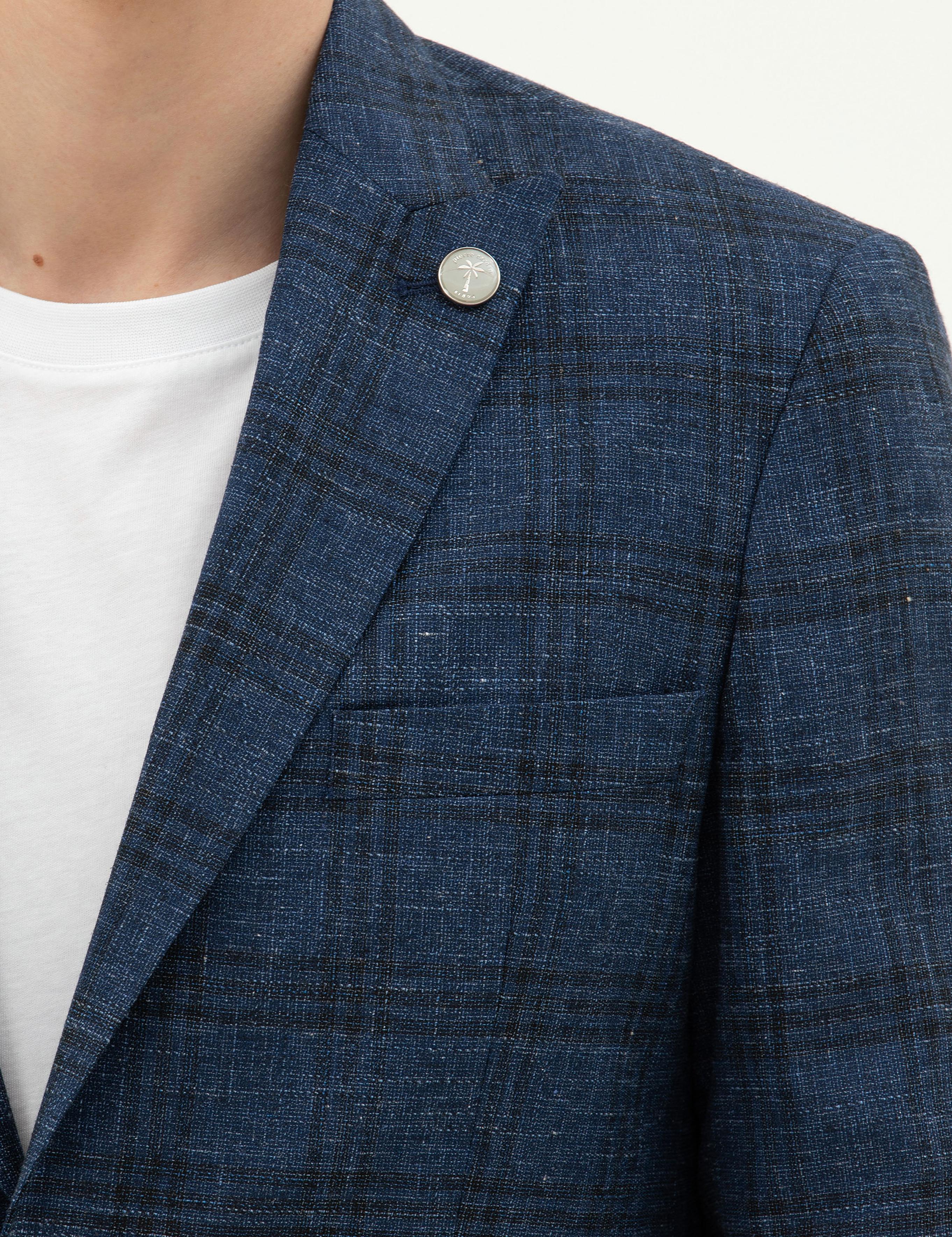 Lacivert Slim Fit Yün Karışımlı Ceket