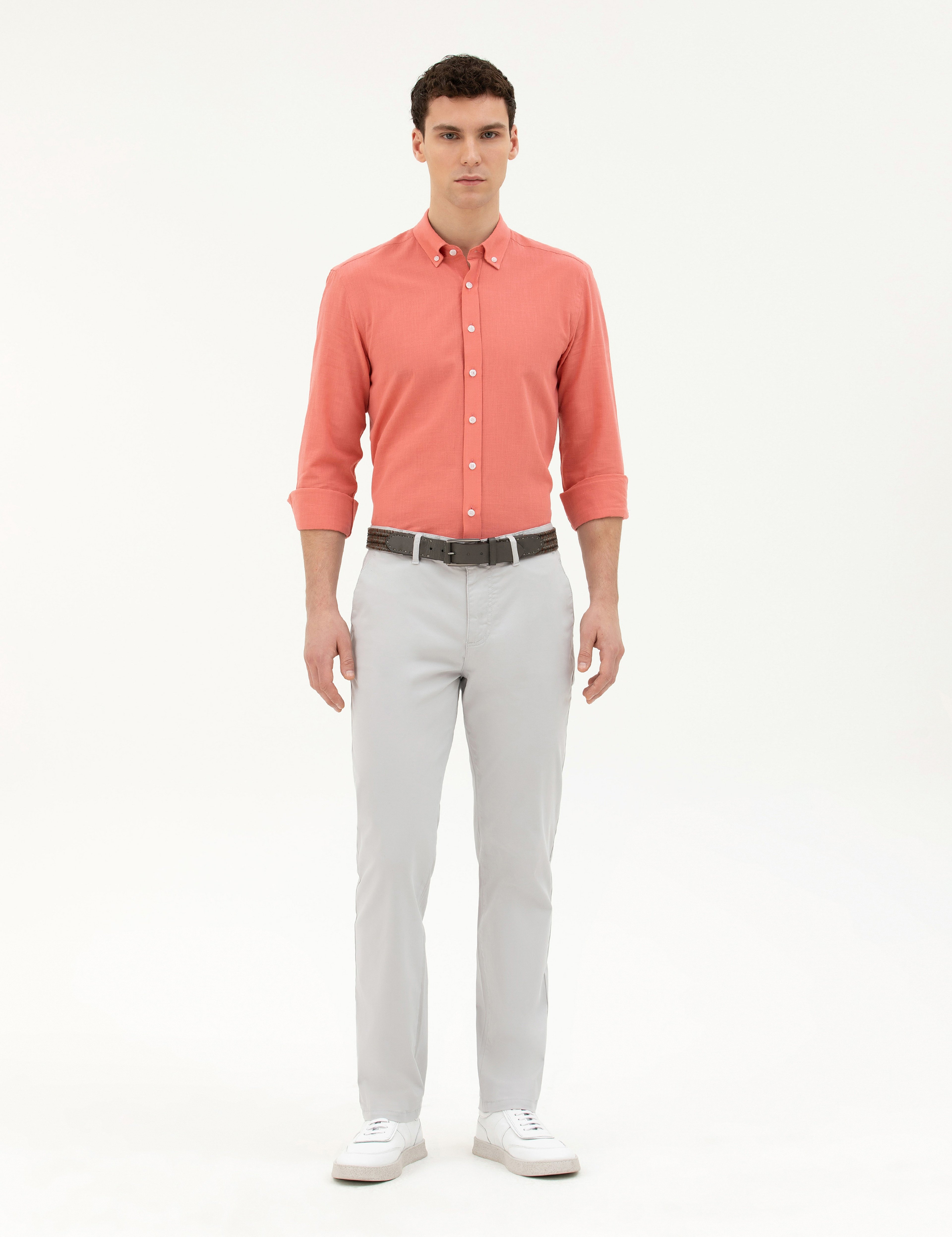 Açık Gri Regular Fit Basic Kanvas Pantolon - Image 1