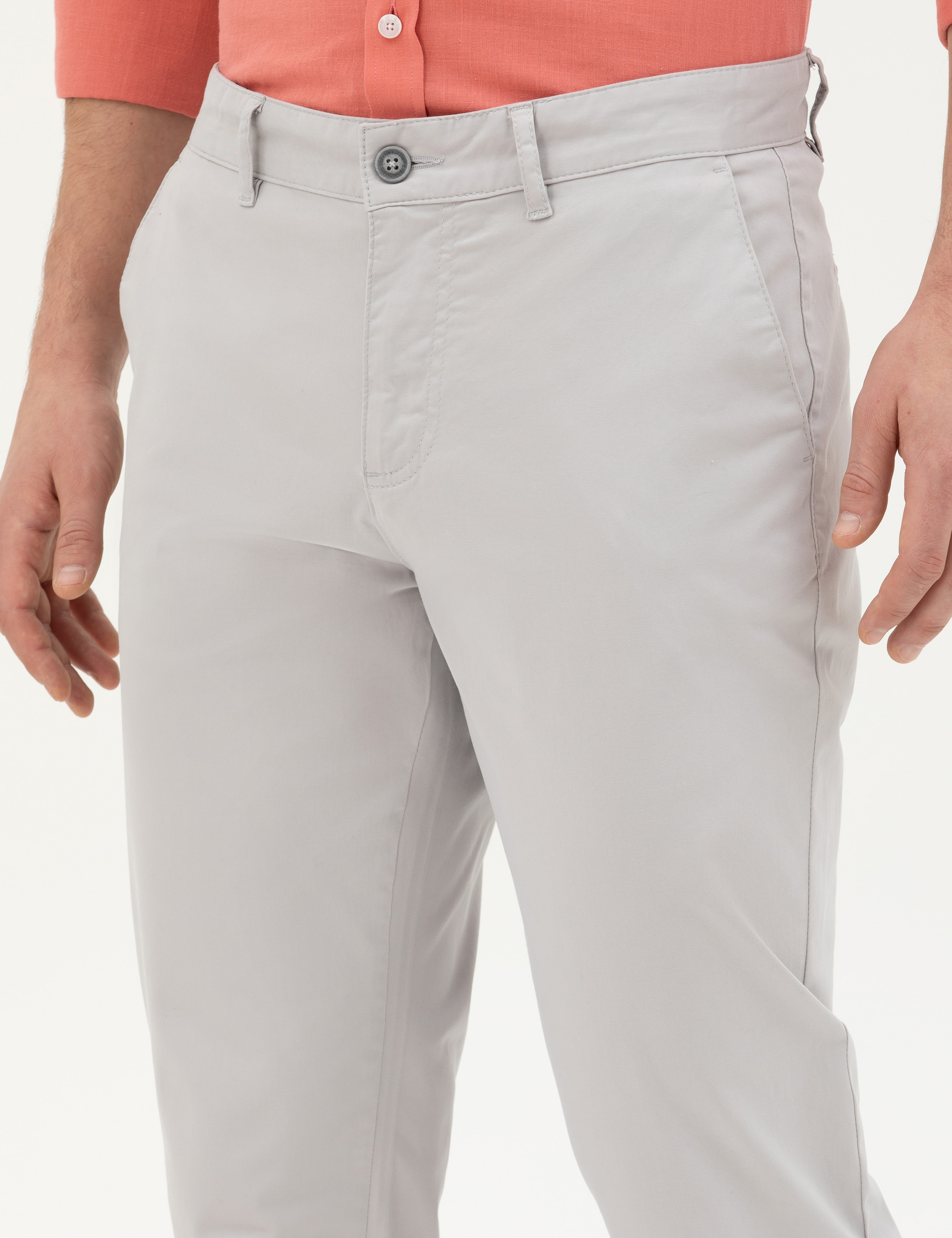 Açık Gri Regular Fit Basic Kanvas Pantolon - Image 5
