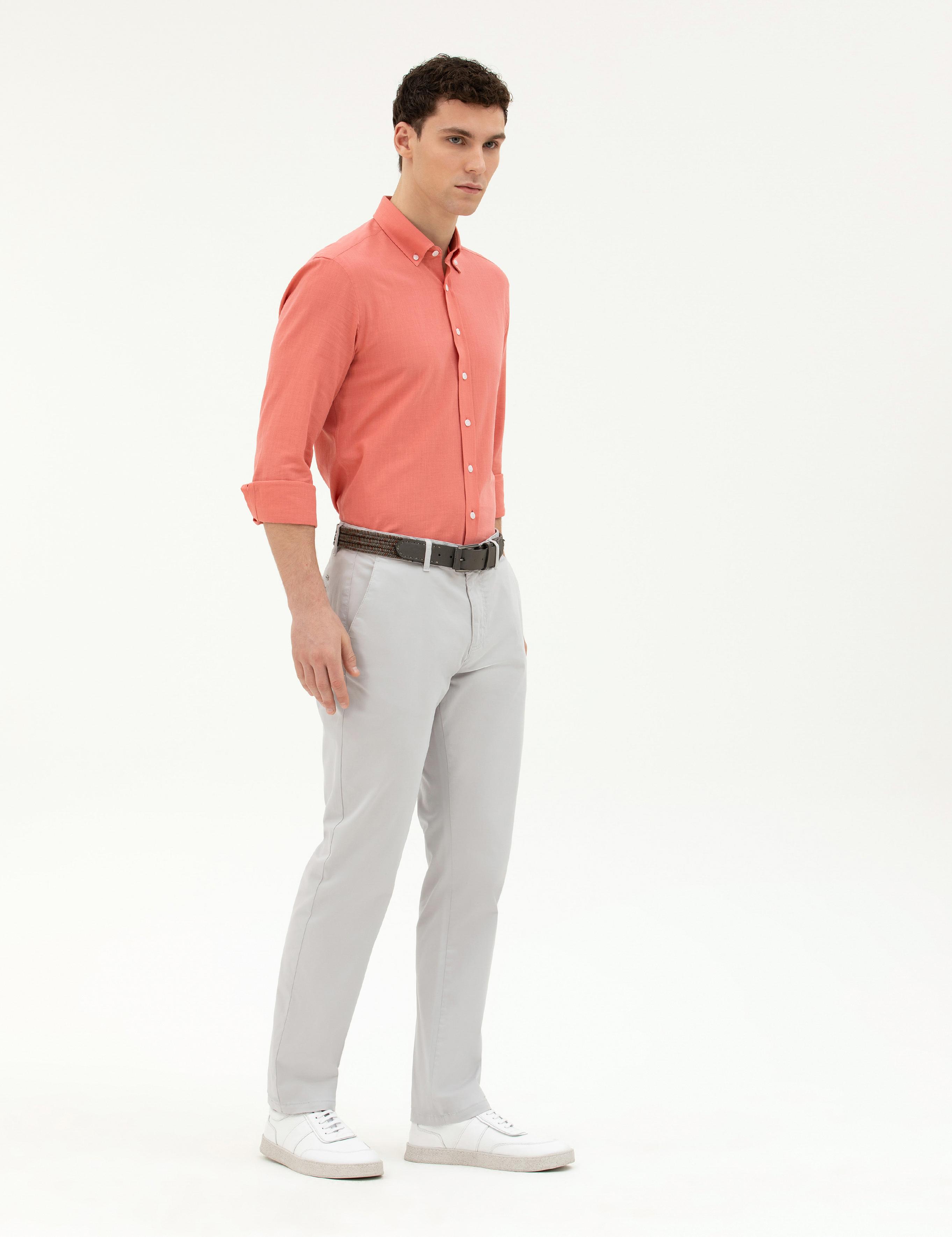 Açık Gri Regular Fit Kanvas Pantolon