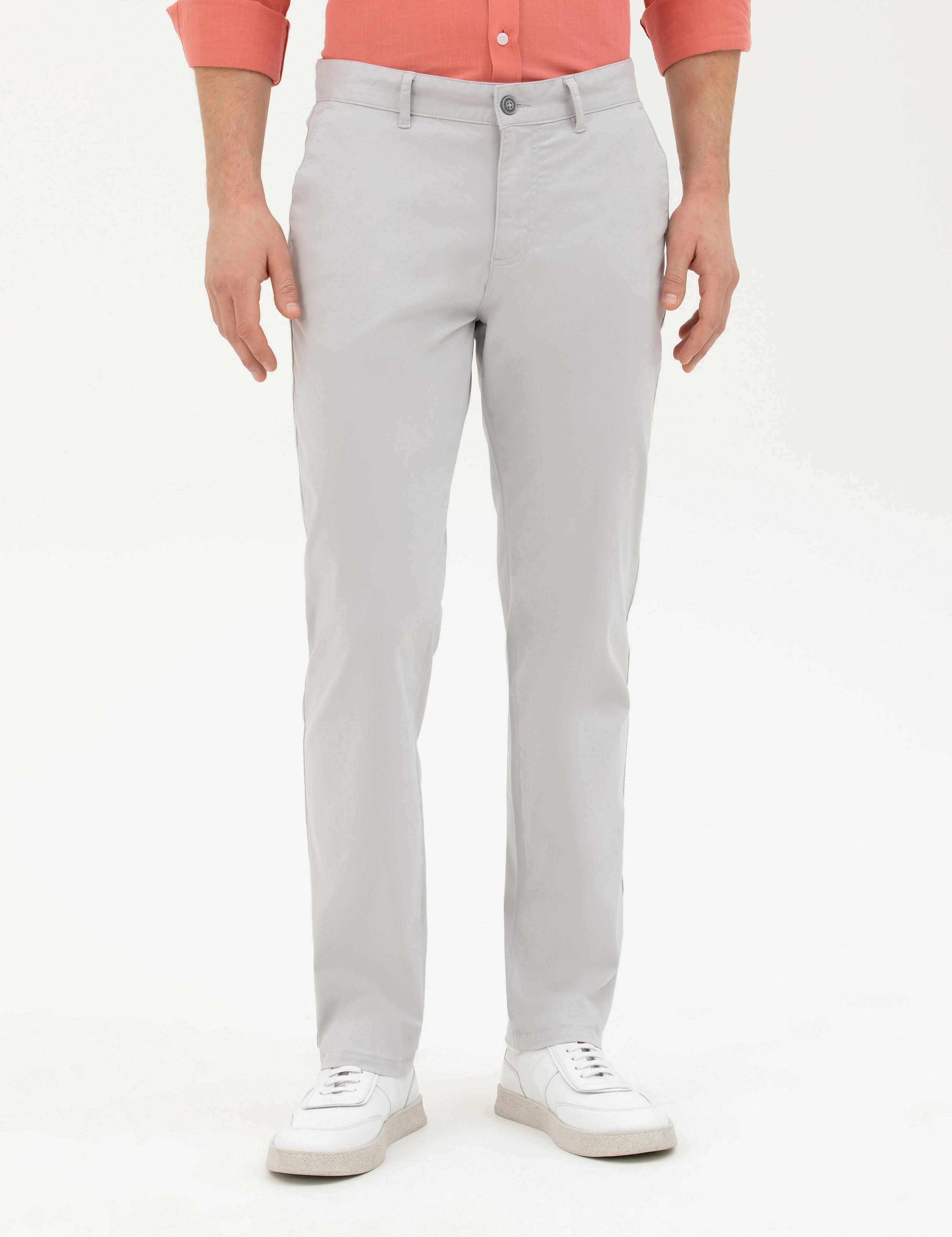 Açık Gri Regular Fit Kanvas Pantolon