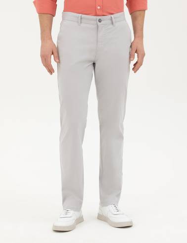 Açık Gri Regular Fit Kanvas Pantolon