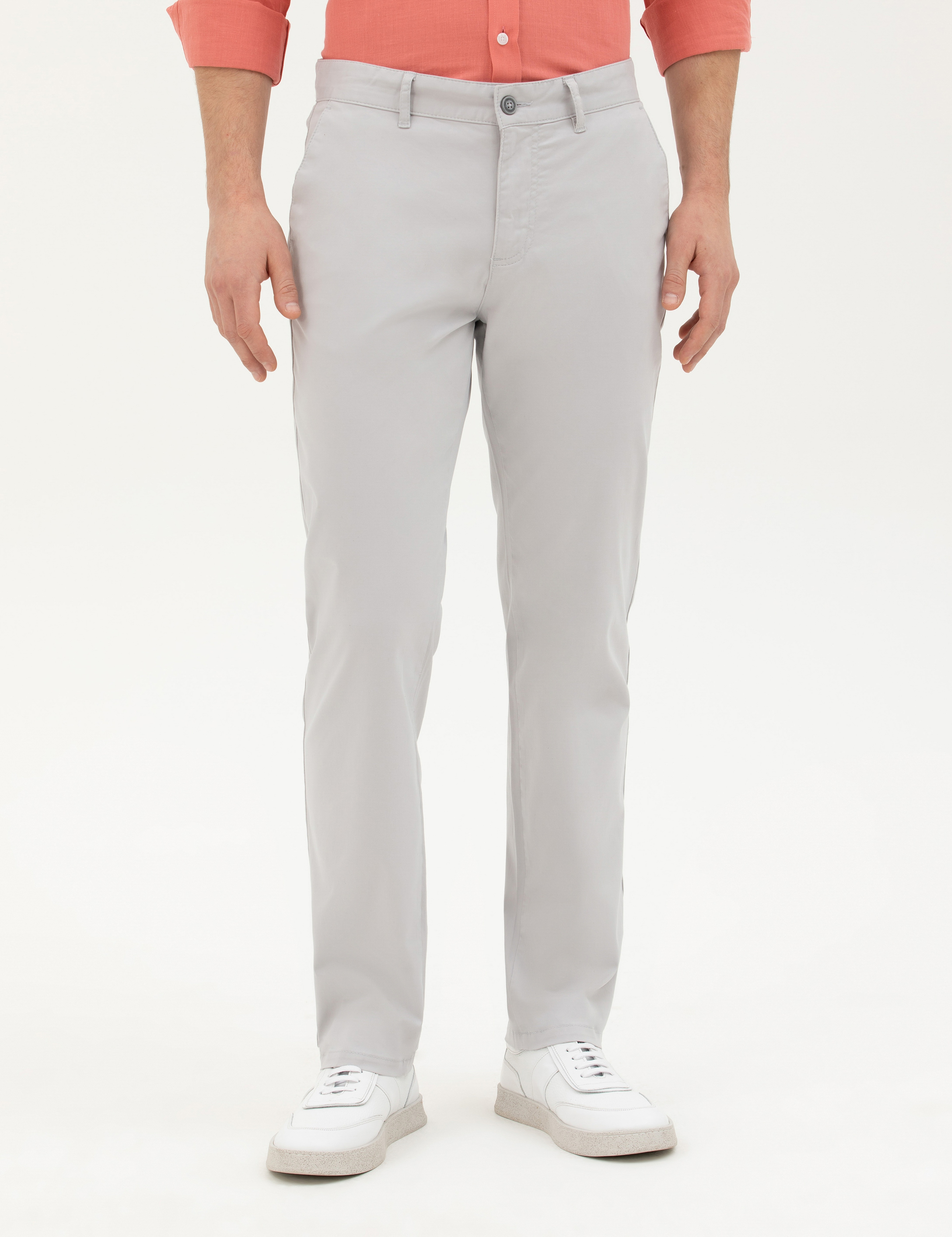 Açık Gri Regular Fit Basic Kanvas Pantolon - Image 2
