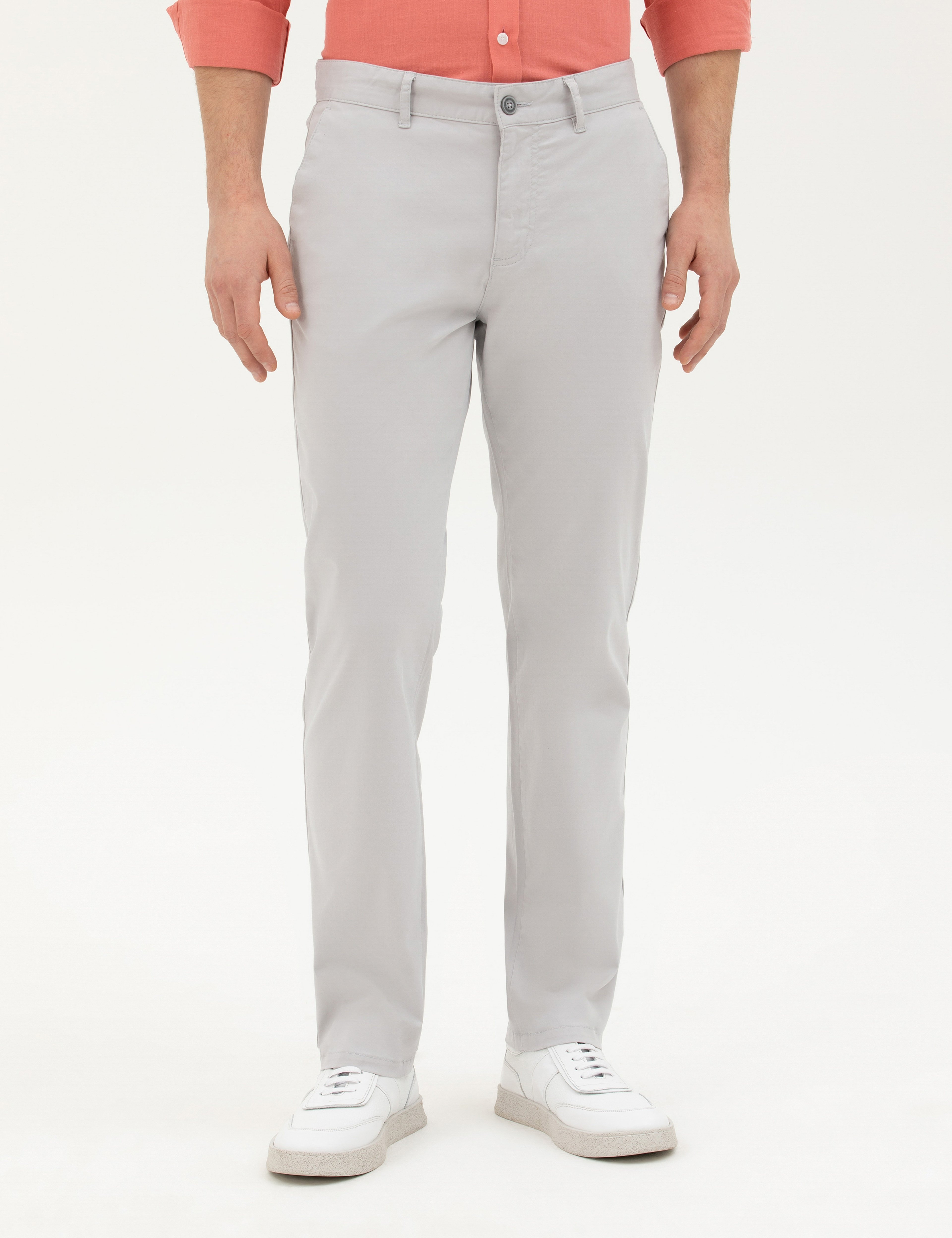Açık Gri Regular Fit Basic Kanvas Pantolon