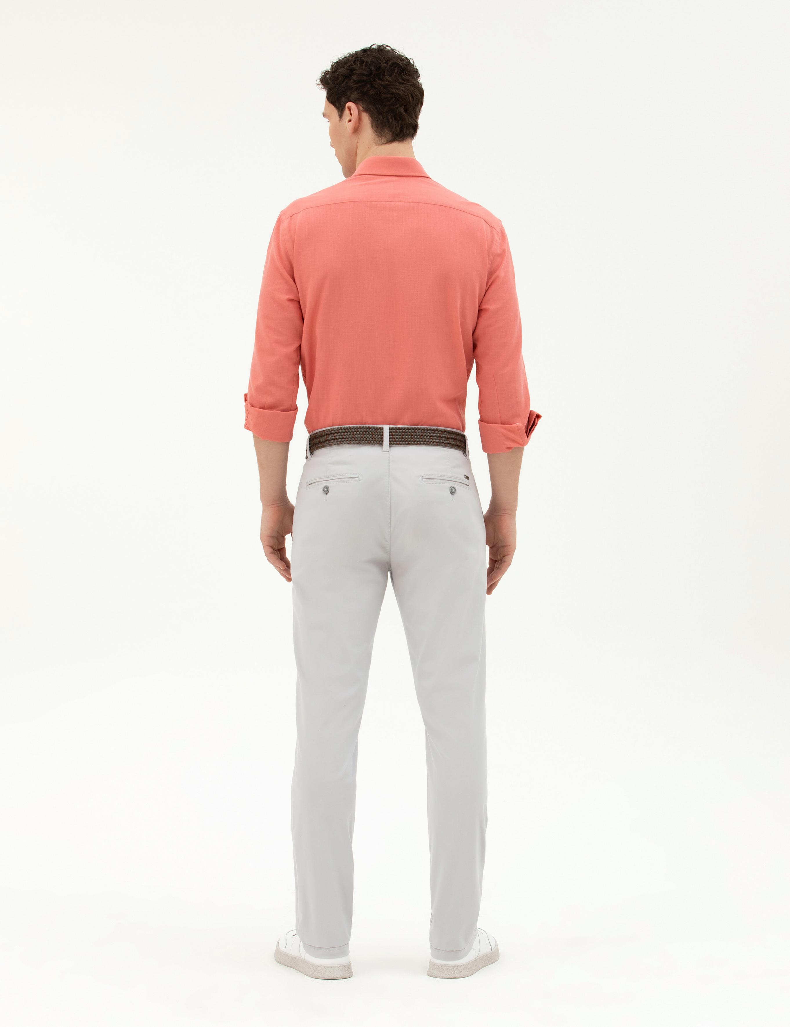 Açık Gri Regular Fit Kanvas Pantolon