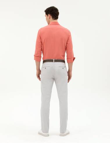Açık Gri Regular Fit Kanvas Pantolon