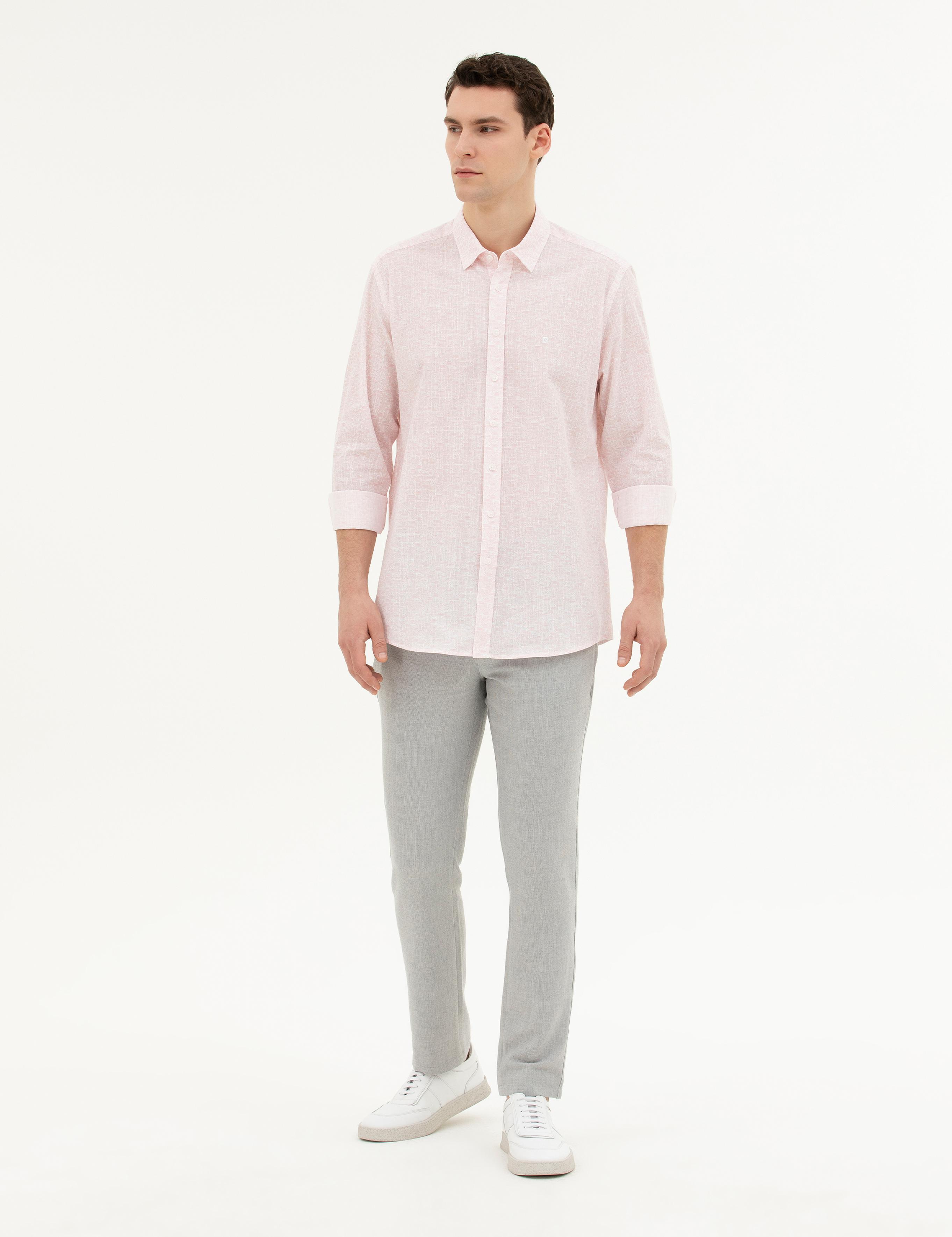 Açık Pembe Regular Fit Uzun Kollu Gömlek