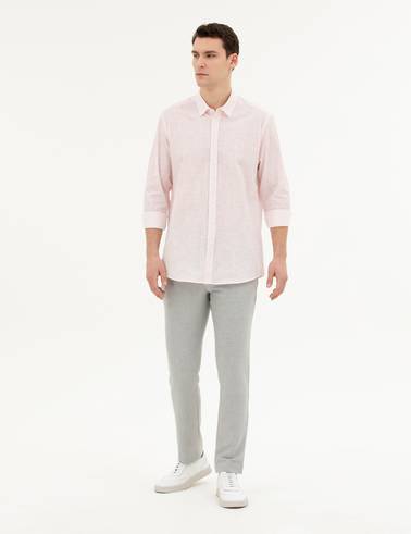 Açık Pembe Regular Fit Uzun Kollu Gömlek