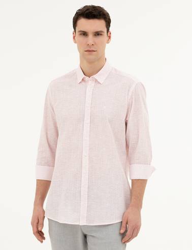 Açık Pembe Regular Fit Uzun Kollu Gömlek