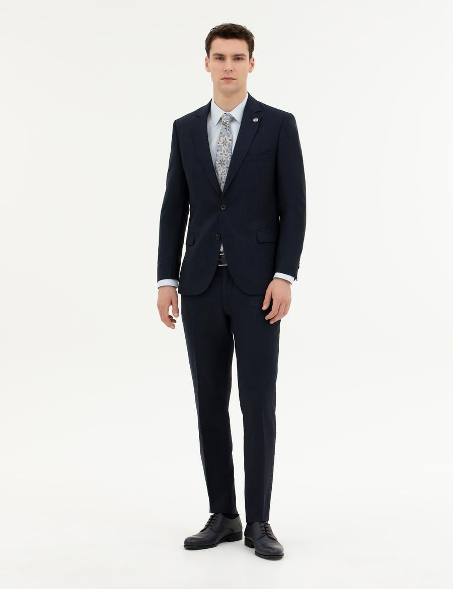 Lacivert Ex. Slim Fit Yün Takım Elbise