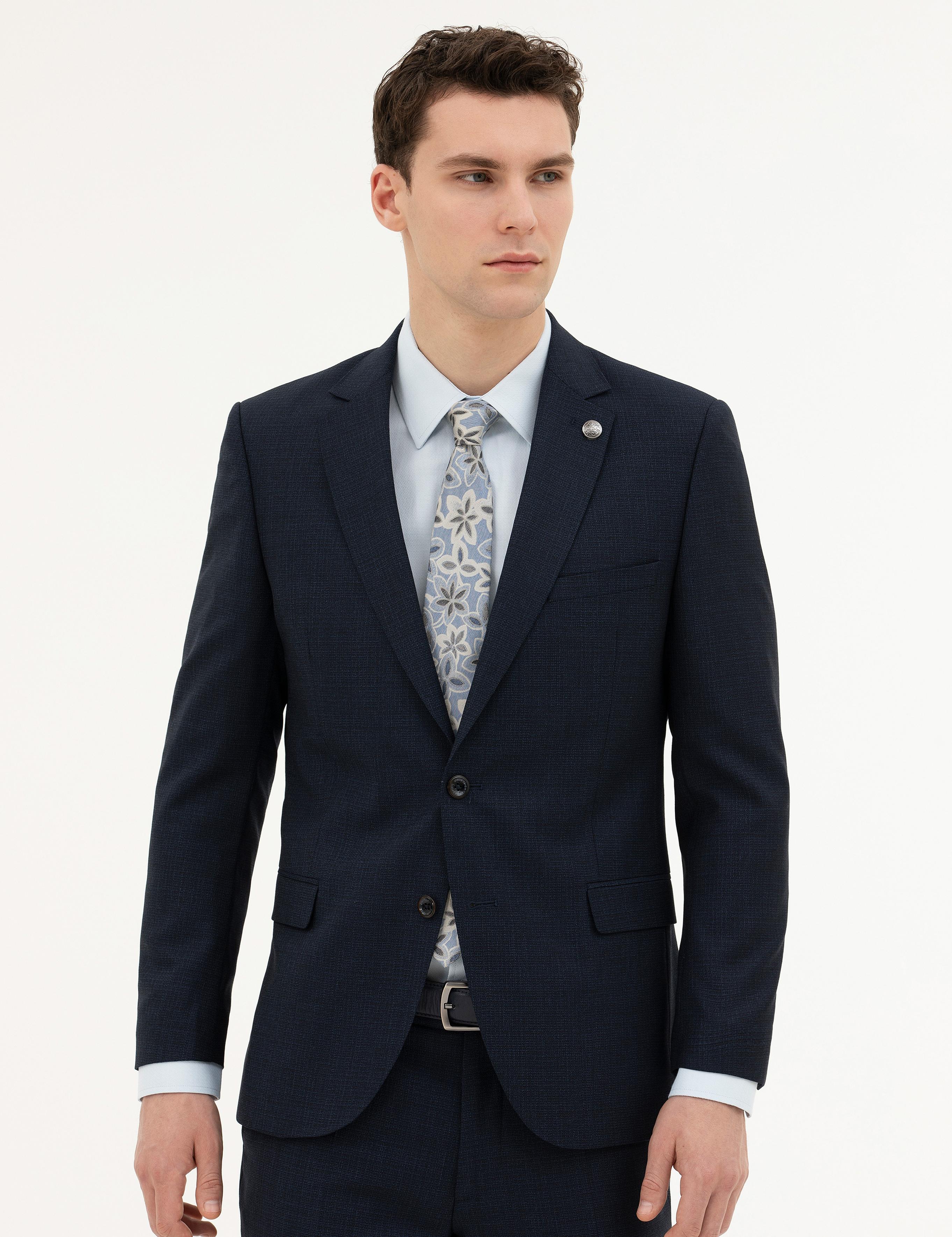 Lacivert Ex. Slim Fit Yün Takım Elbise