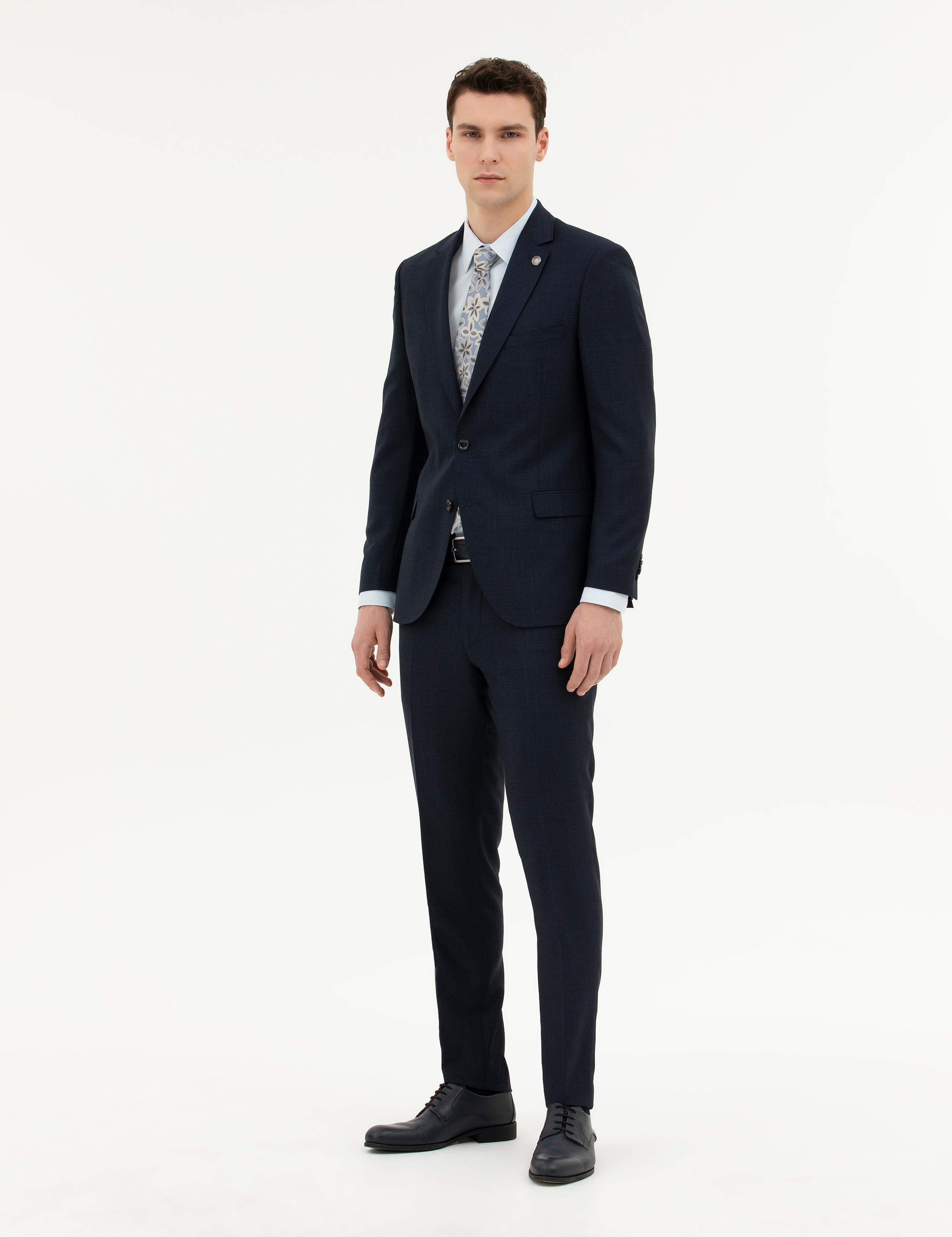 Lacivert Ex. Slim Fit Yün Takım Elbise