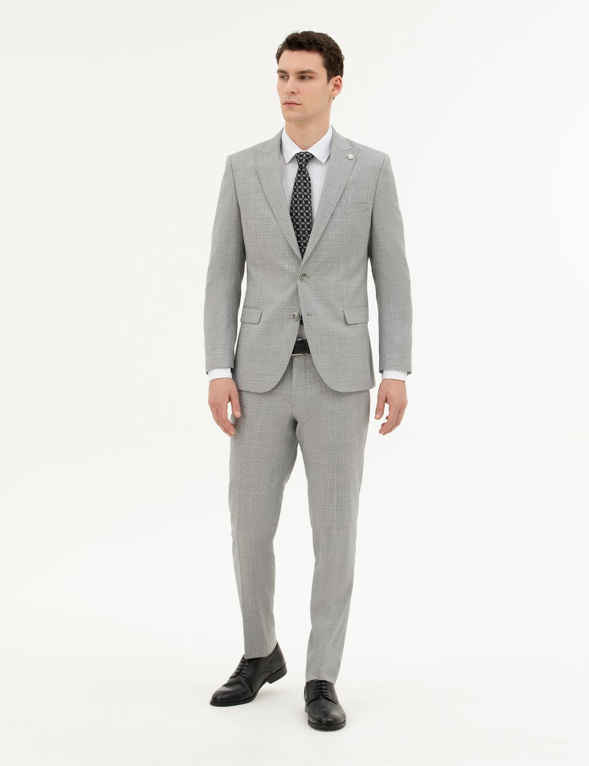 Açık Gri Ex. Slim Fit Yün Takım Elbise - 50285280005