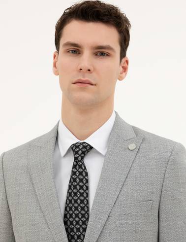 Açık Gri Extra Slim Fit Yün Takım Elbise