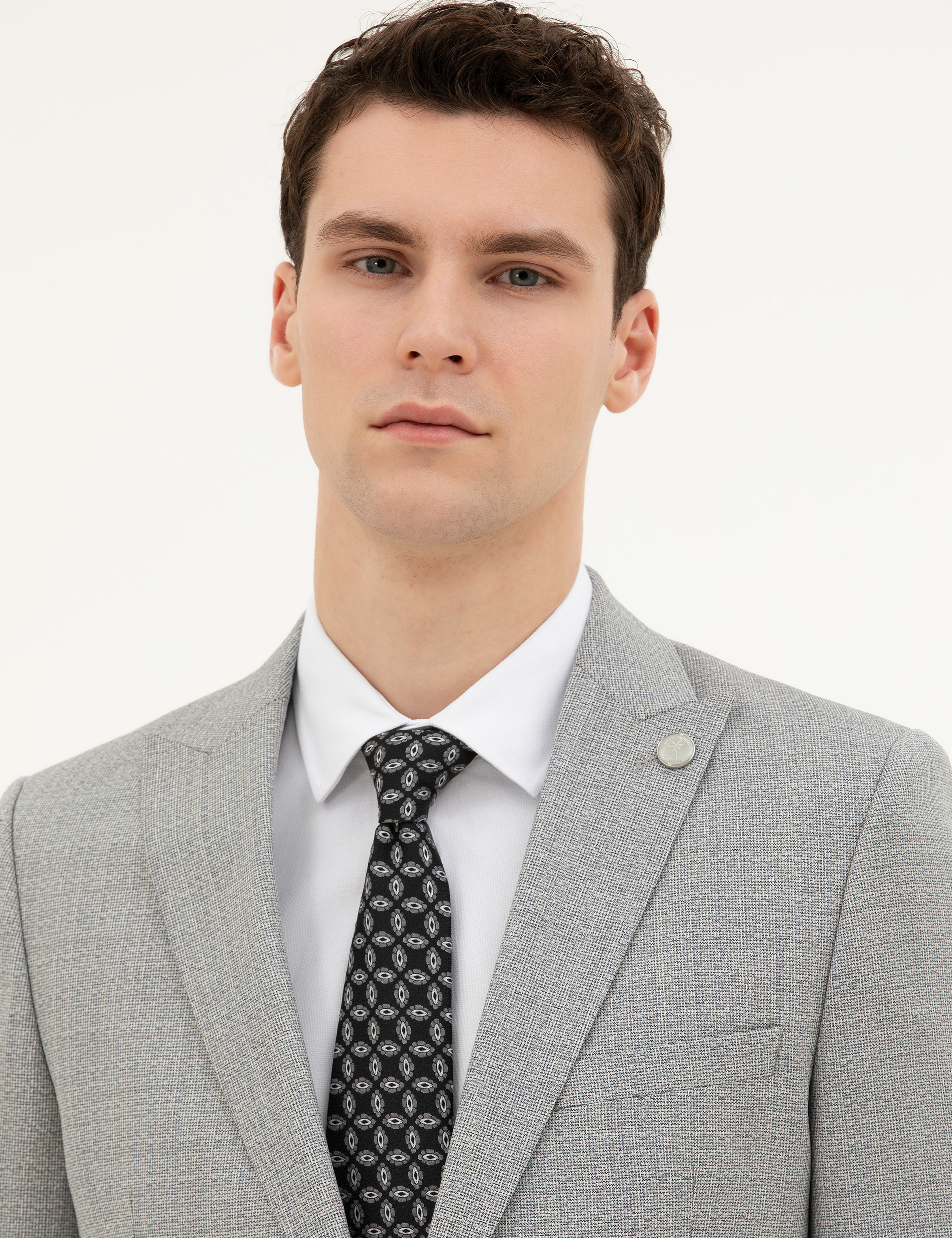 Açık Gri Extra Slim Fit Yün Takım Elbise