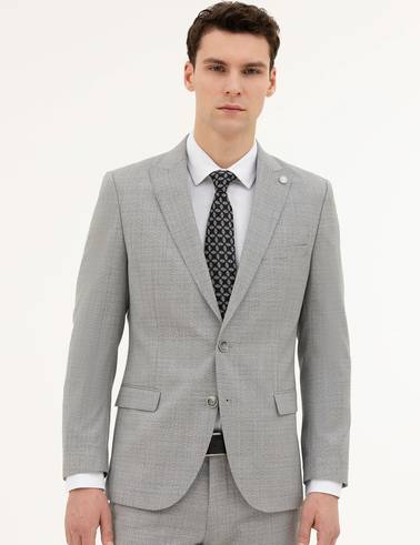Açık Gri Extra Slim Fit Yün Takım Elbise