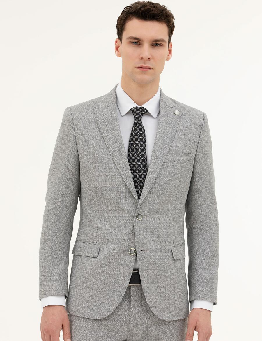 Açık Gri Ex. Slim Fit Yün Takım Elbise