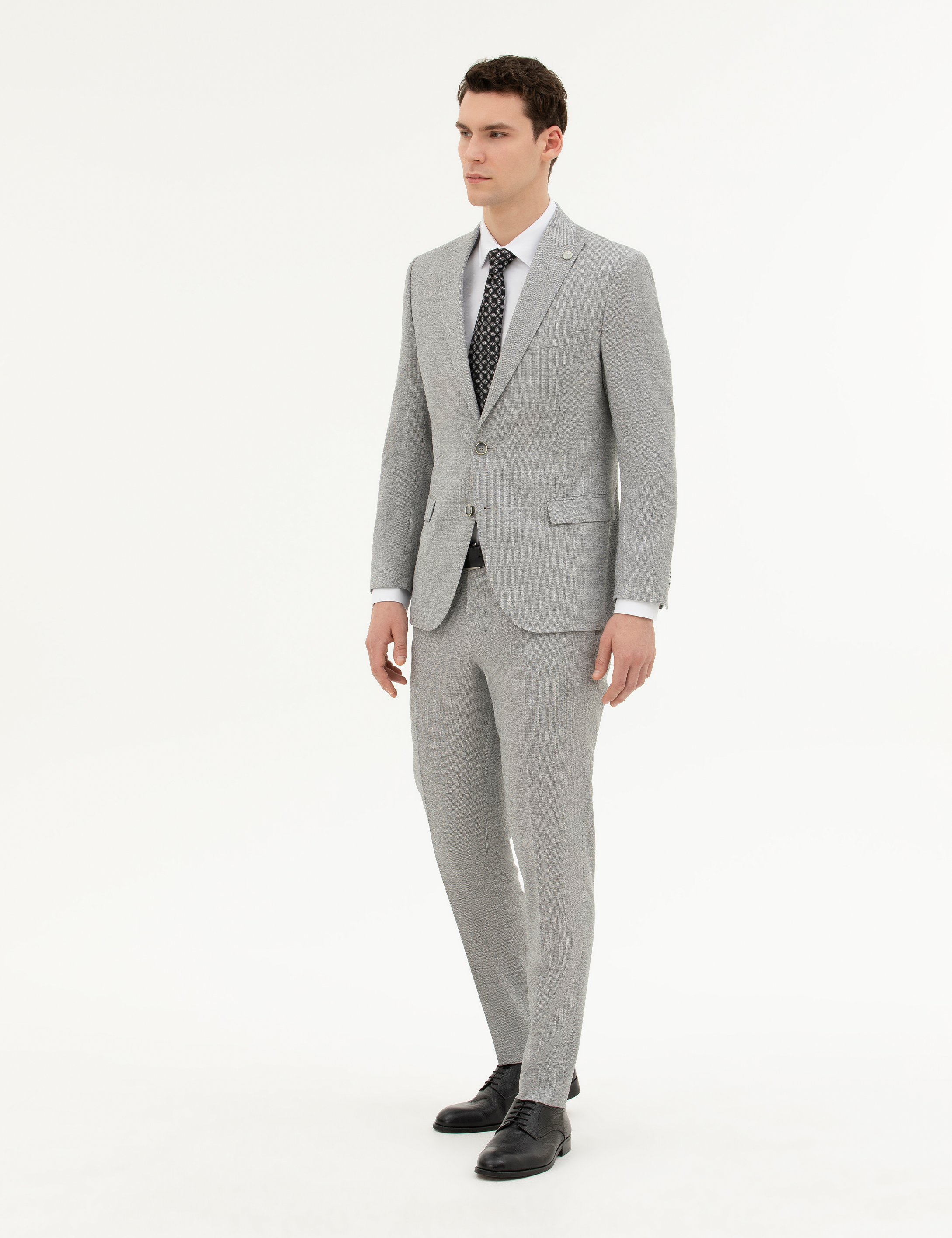 Açık Gri Extra Slim Fit Yün Takım Elbise - Image 1