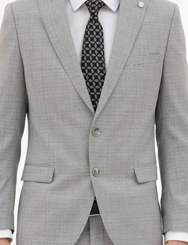 Açık Gri Extra Slim Fit Yün Takım Elbise