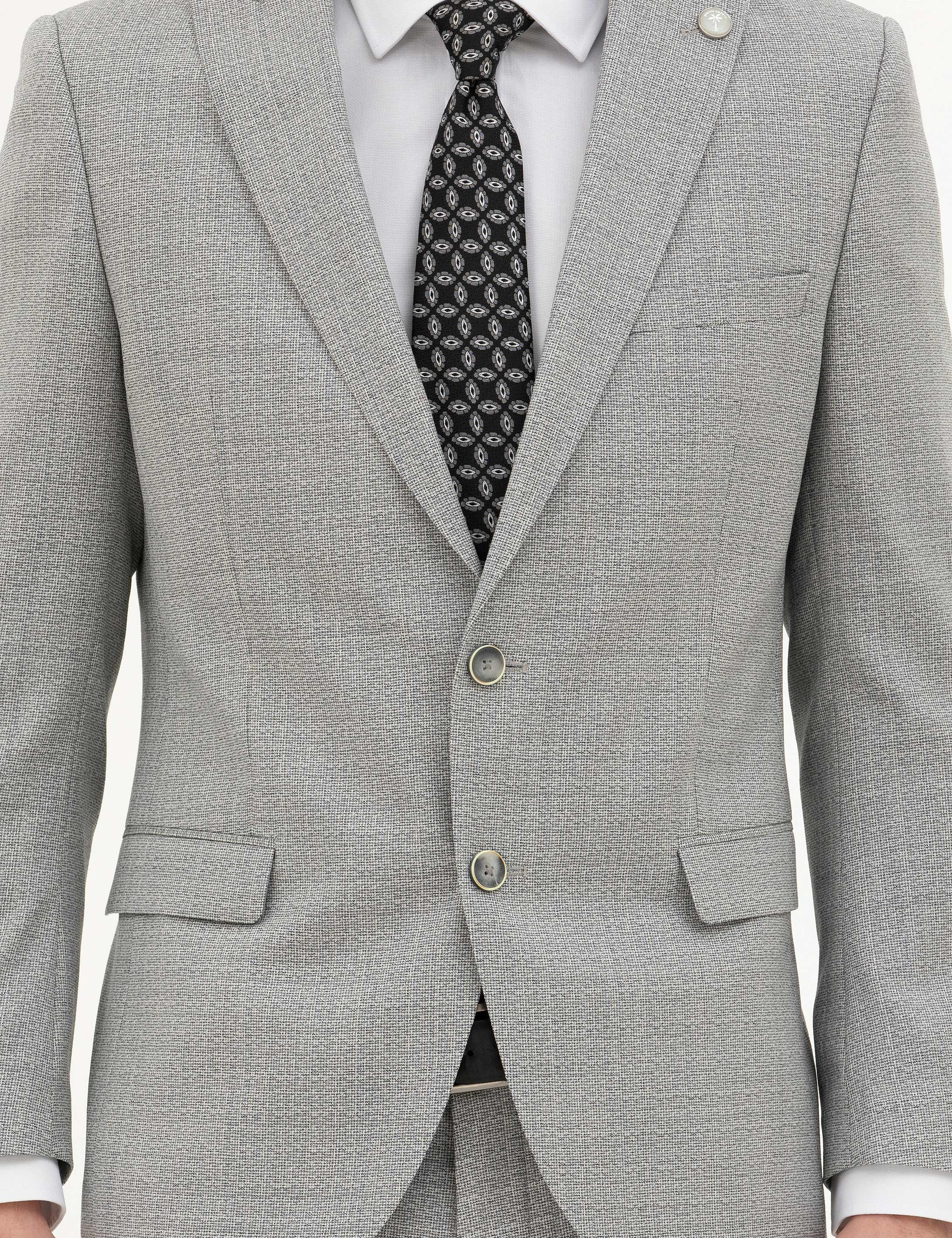 Açık Gri Extra Slim Fit Yün Takım Elbise
