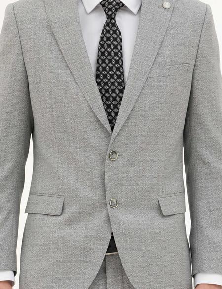 Açık Gri Ex. Slim Fit Yün Takım Elbise - 50285280005
