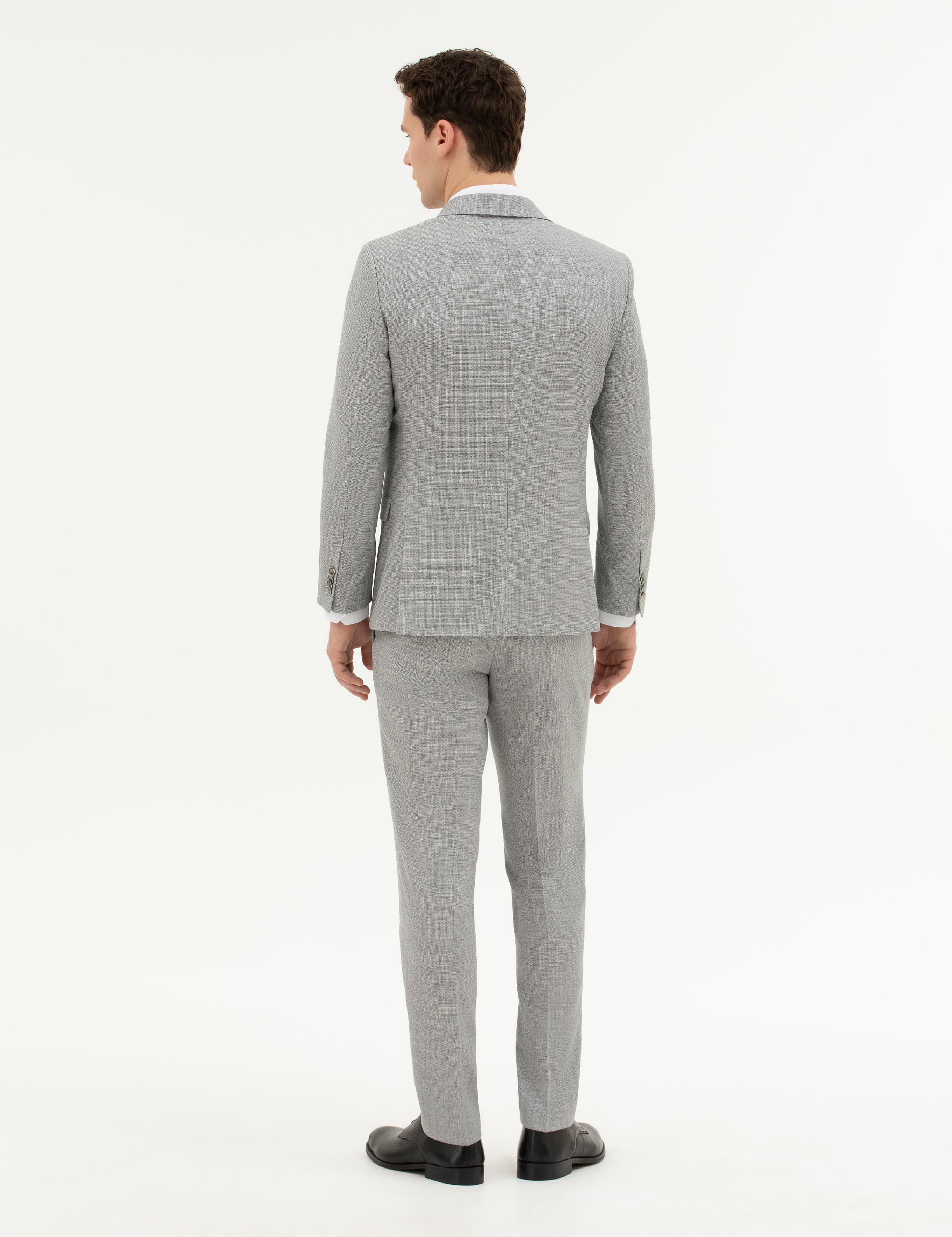 Açık Gri Ex. Slim Fit Yün Takım Elbise