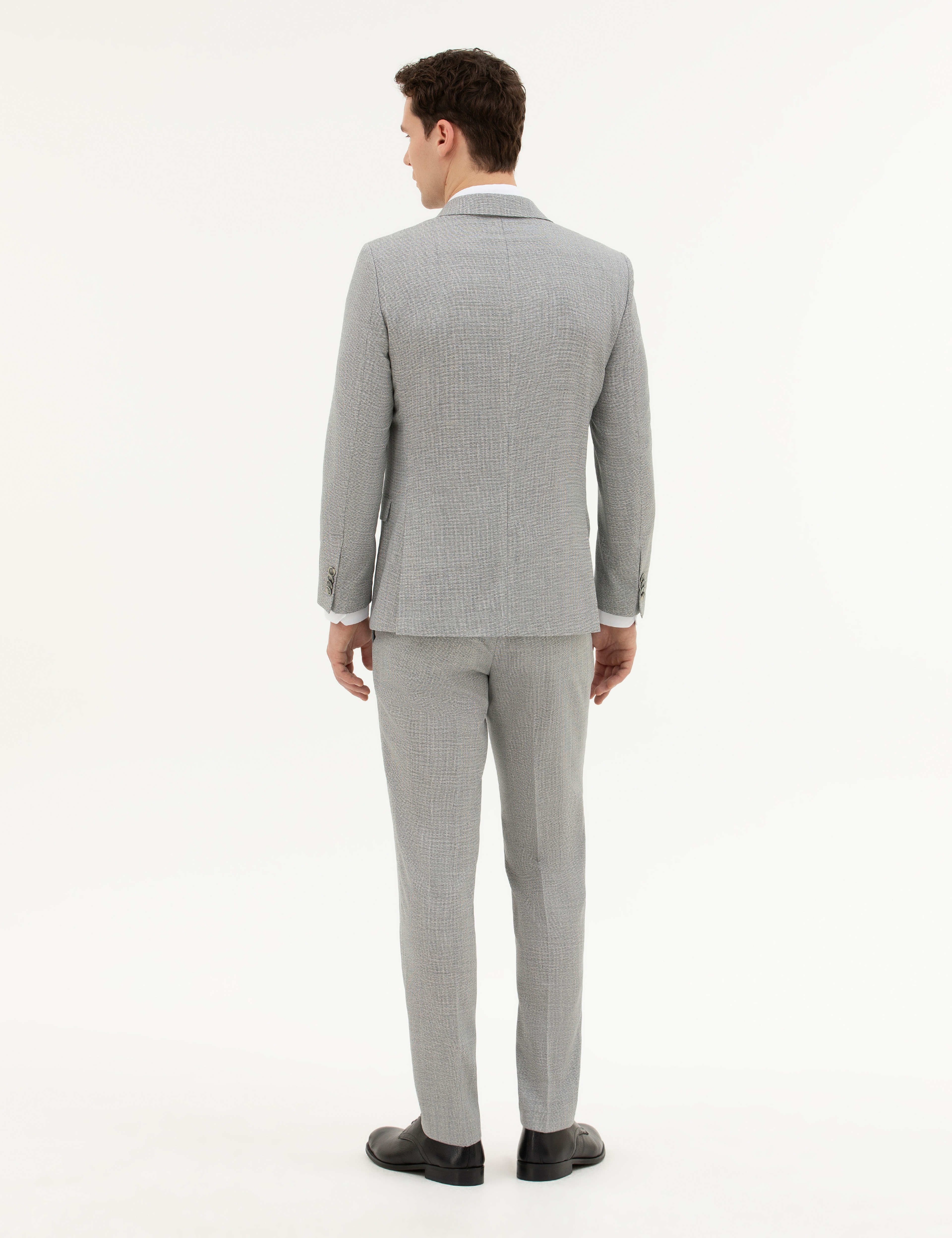 Açık Gri Extra Slim Fit Yün Takım Elbise - Image 5