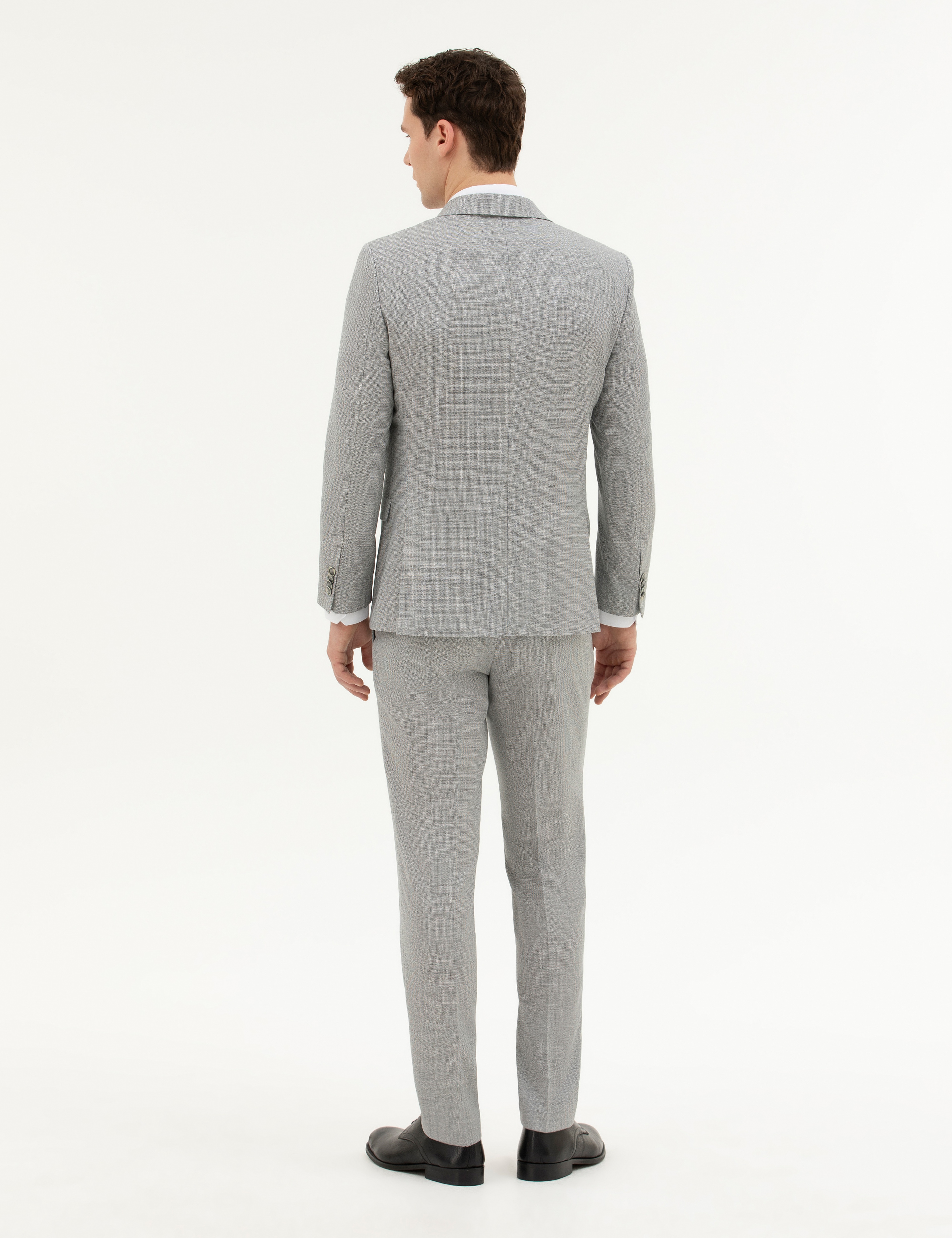 Açık Gri Extra Slim Fit Yün Takım Elbise