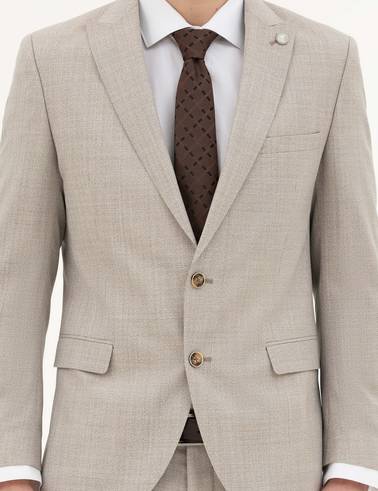 Bej Extra Slim Fit Yün Takım Elbise